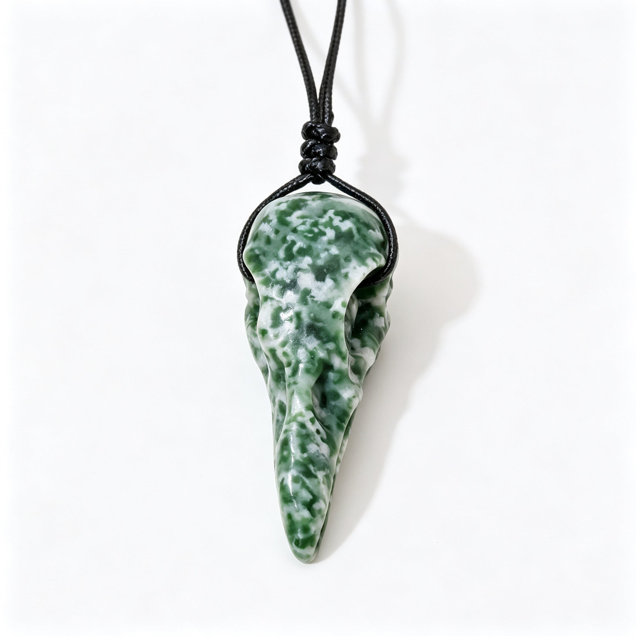 RYS Natural Crystal Crow Skull Pendant Necklace | Gothic Couple Jewelry with Handmade Black Cord