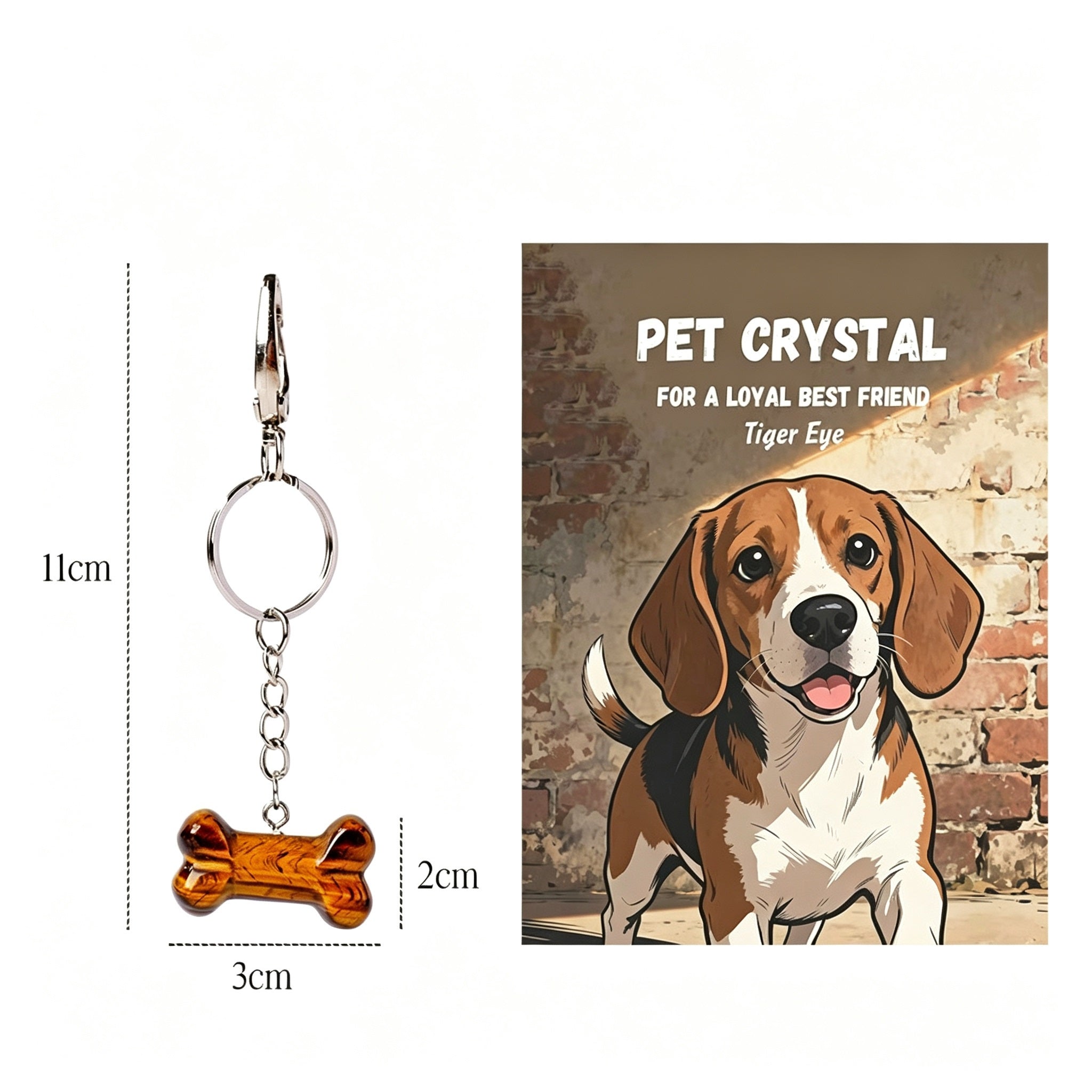 RYS Natural Crystal Bone Pet Keychain / Bag Charm