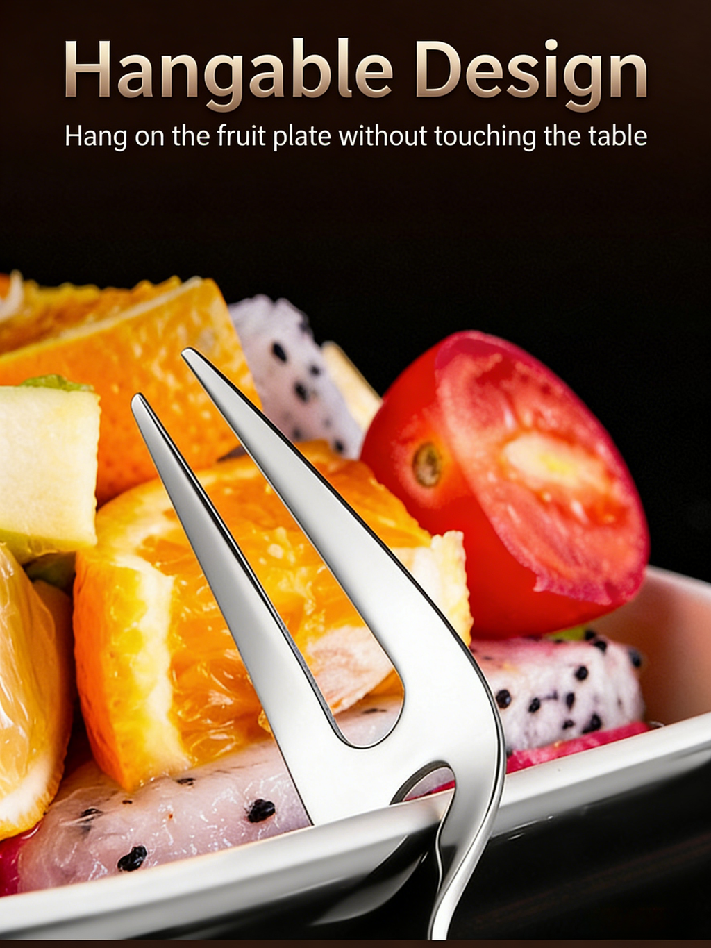 HGD 304 Stainless Steel Fruit Spoon & Fork Set | Swan Base Holder | Modern Minimalist Tableware Kit