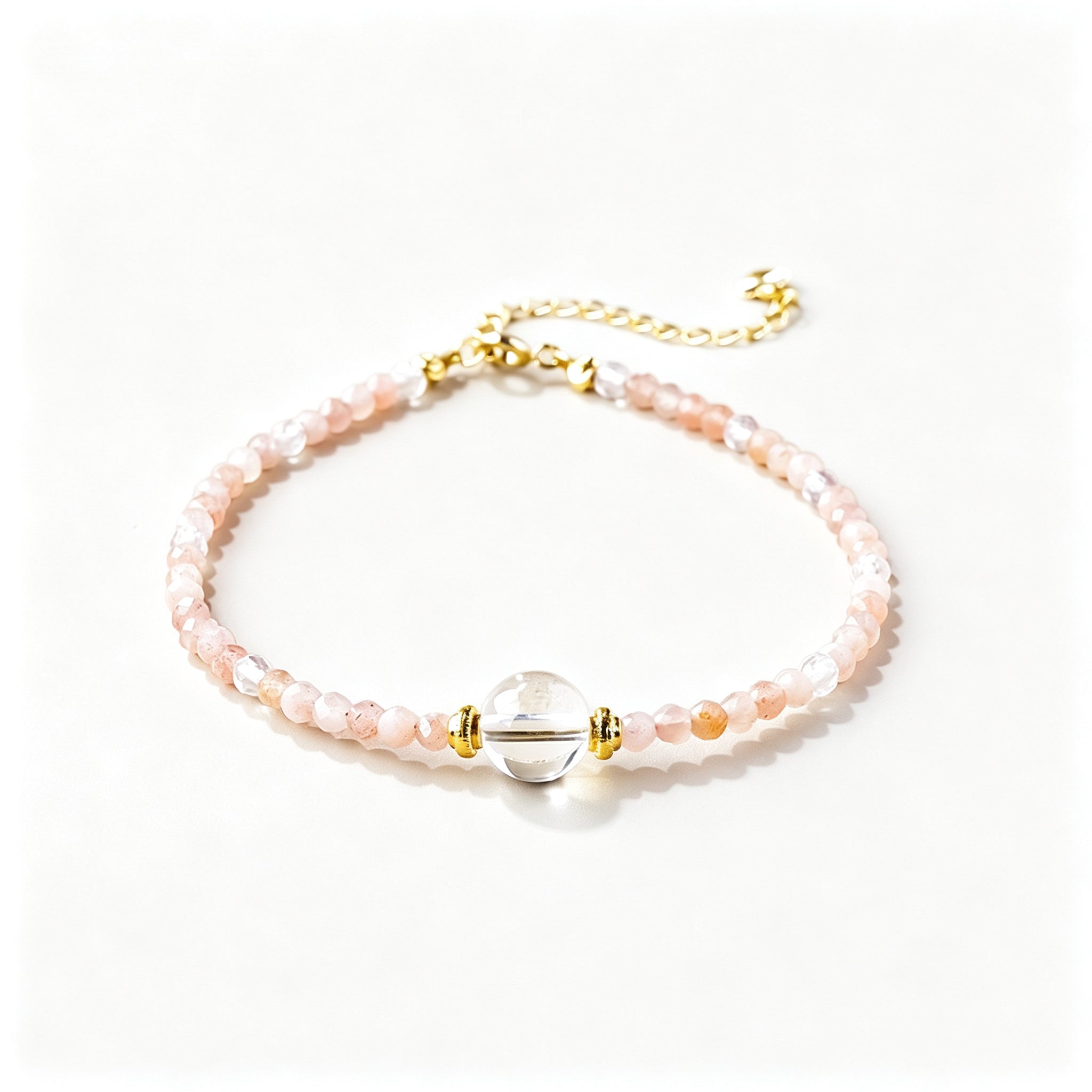 RYS Natural Mixed Crystal Single Strand Bracelet 3-3.5+8mm Round Bead Minimalist Jewelry Gift