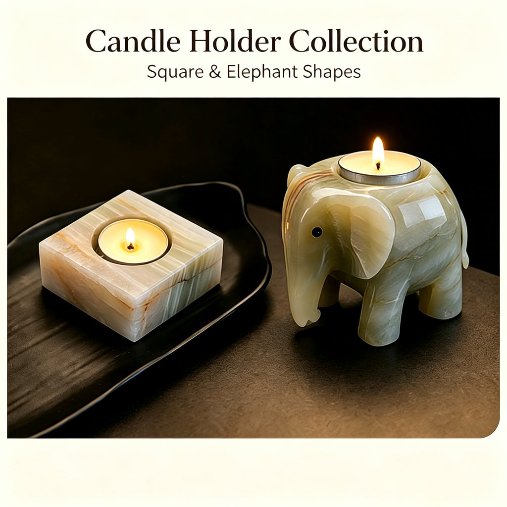 RYS Natural Afghanistan Jade Candle Holder, Elephant Square Heart Shape, Aromatherapy Wax Base, Raw Stone Decor for Home Decor