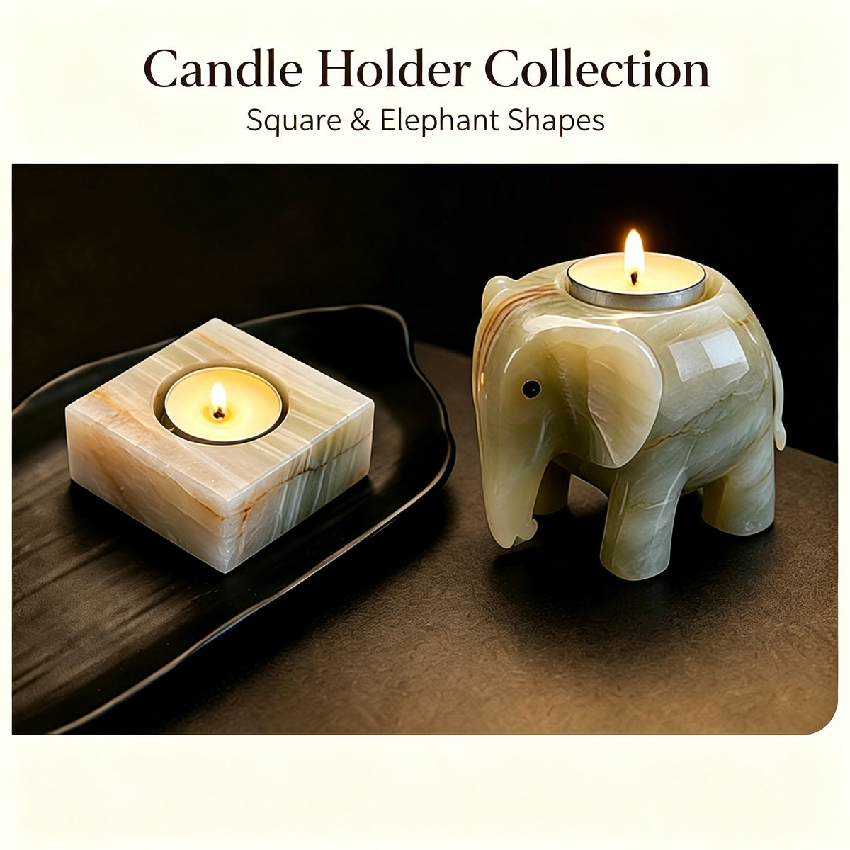 RYS Natural Afghanistan Jade Candle Holder, Elephant Square Heart Shape, Aromatherapy Wax Base, Raw Stone Decor for Home Decor