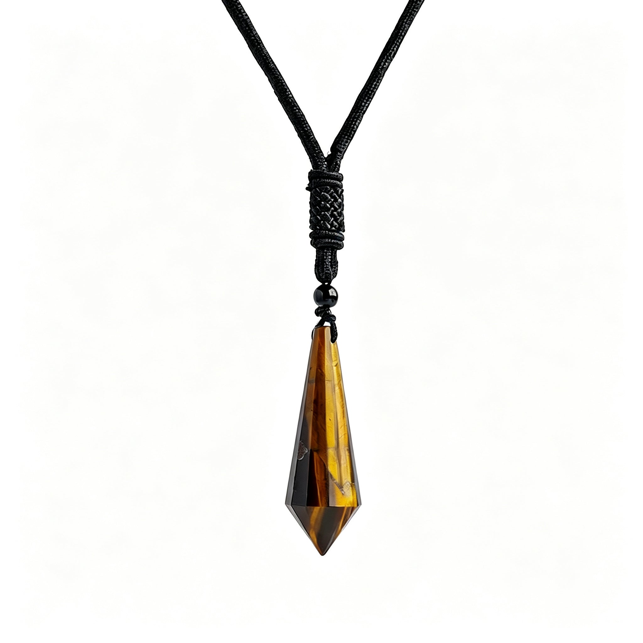 RYS 12 Facet Natural Crystal Pendulum Pendant, Raw Stone Dowsing Pendulum for Meditation Divination, Healing Crystal Jewelry