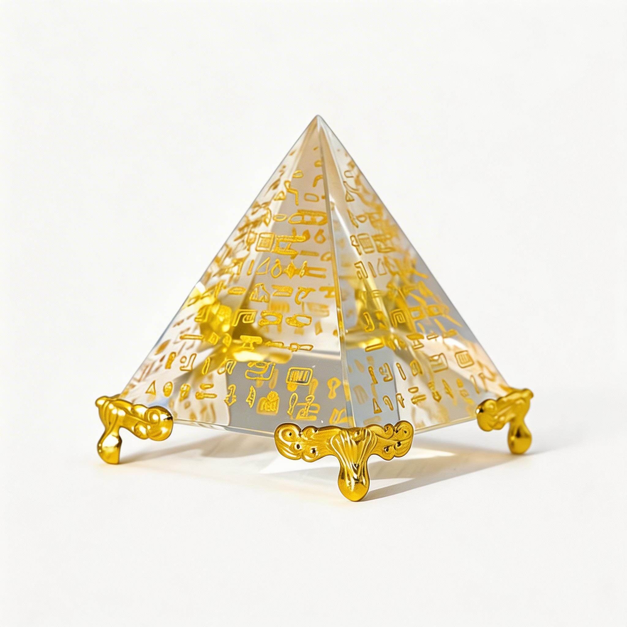 RYS Natural Obsidian & Clear Quartz Crystal Pyramid with Engraved Sutra | Meditation Energy Tower for Healing & Spiritual Decor