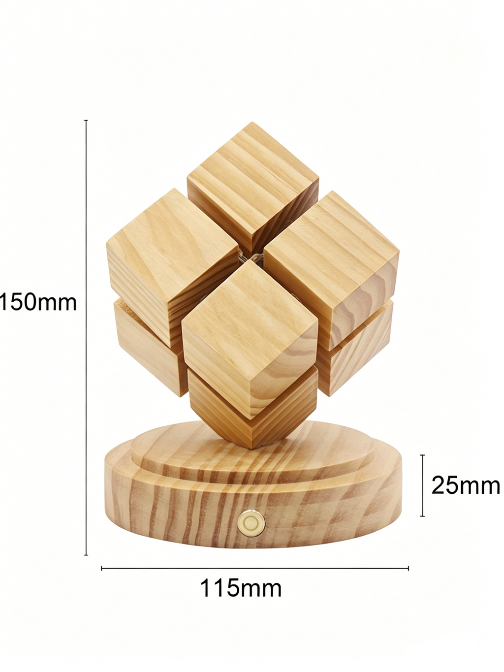 YCL Creative Zauberwürfel-Nachtlicht aus Buchenholz | USB-betriebene warme LED-Nachttisch-Ambienteleuchte, 4-Gitter & 9-Gitter 2 Stile