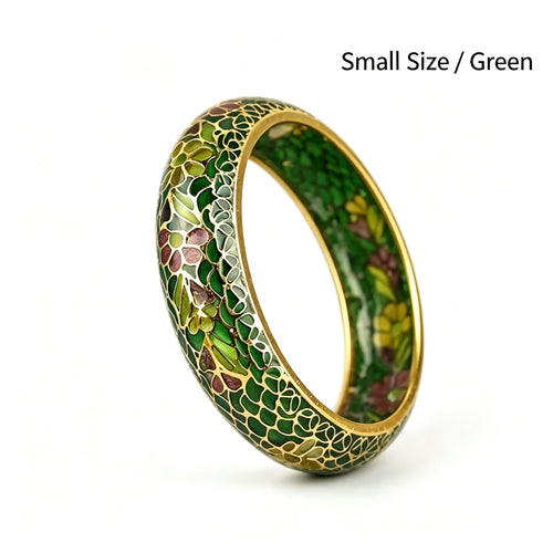 JCJ Vintage Beijing Hollow Cloisonne Bangle, Intricate Handmade Filigree Enamel Collectible Bracelet for Premium Gifting