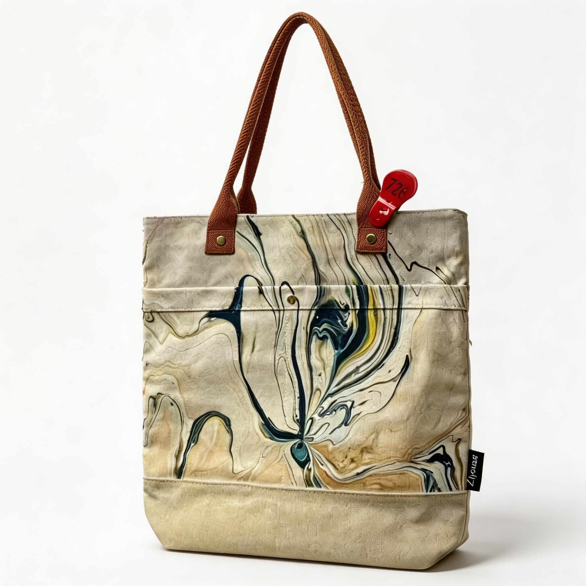 CMB Handcrafted Lacquer Color-Block Canvas Tote Bag