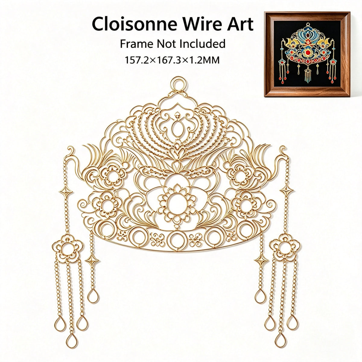 PXWG Chinese Cloud Shoulder Cloisonne DIY Craft Kit Non‑Heritage Enamel Wire Painting Handmade Cultural Activity Gift Home Wall Decor Ornament