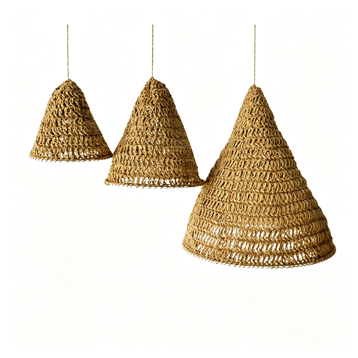 JXG Hand Woven Linen Style Pendant Lampshade Boho Handmade Ceiling Lamp Shade for Home Cafe Decor