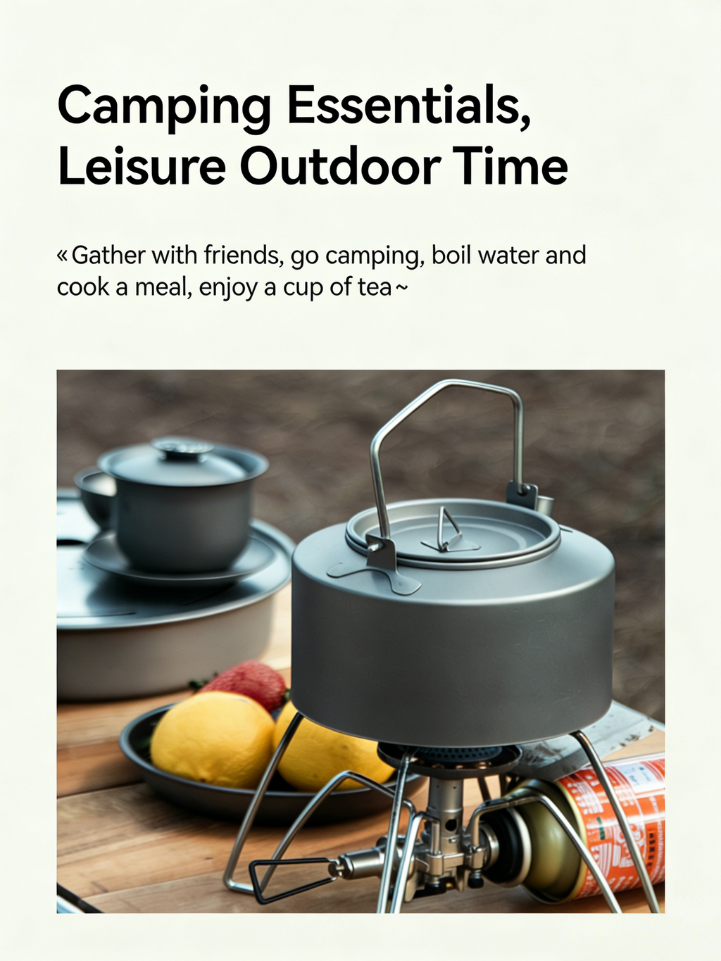 SNR Titanium Campingwasserkocher | 600-1000ml Leichter Outdoor Wasserkocher mit klappbarem Griff