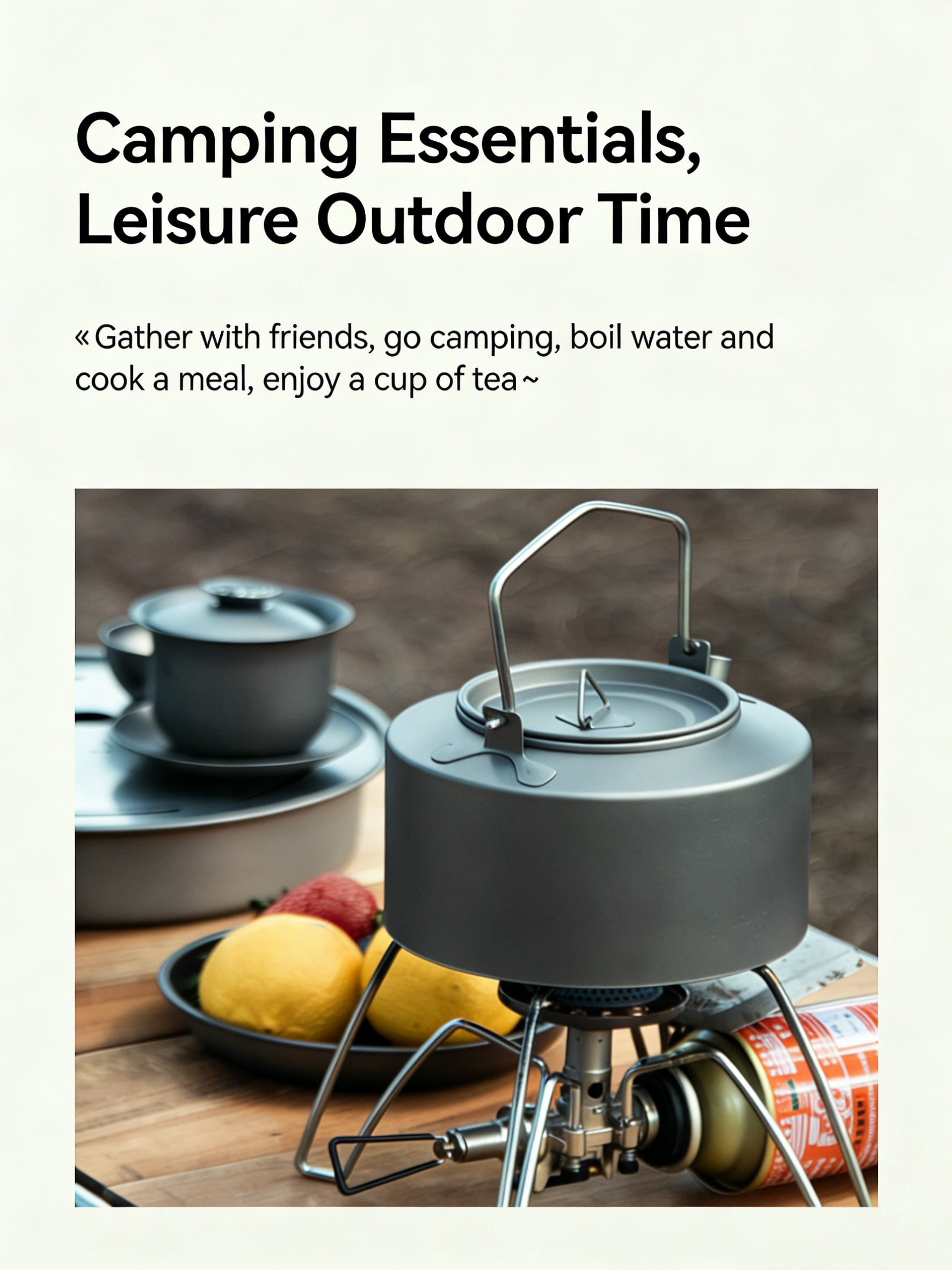 SNR Titanium Campingwasserkocher | 600-1000ml Leichter Outdoor Wasserkocher mit klappbarem Griff
