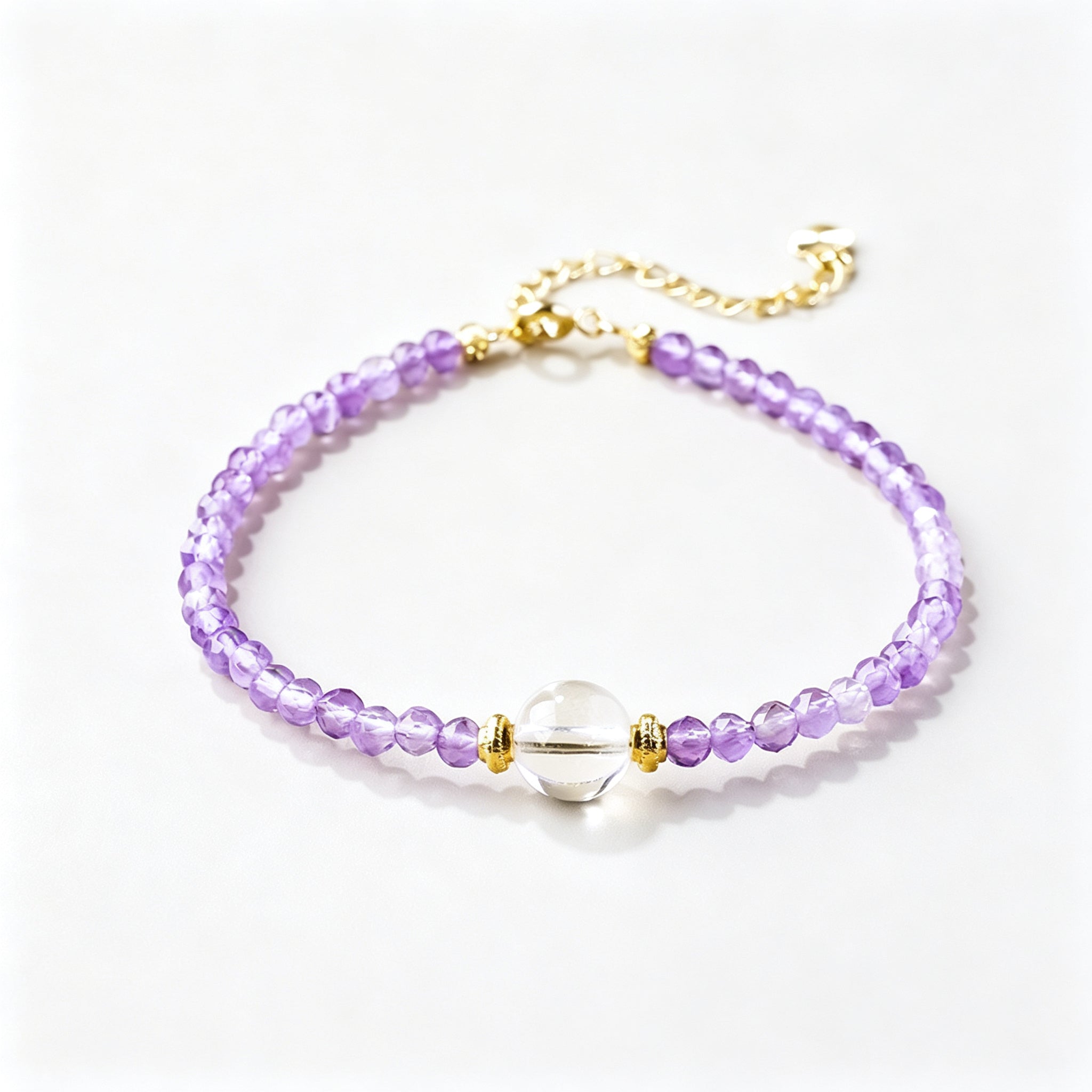 RYS Natural Mixed Crystal Single Strand Bracelet 3-3.5+8mm Round Bead Minimalist Jewelry Gift