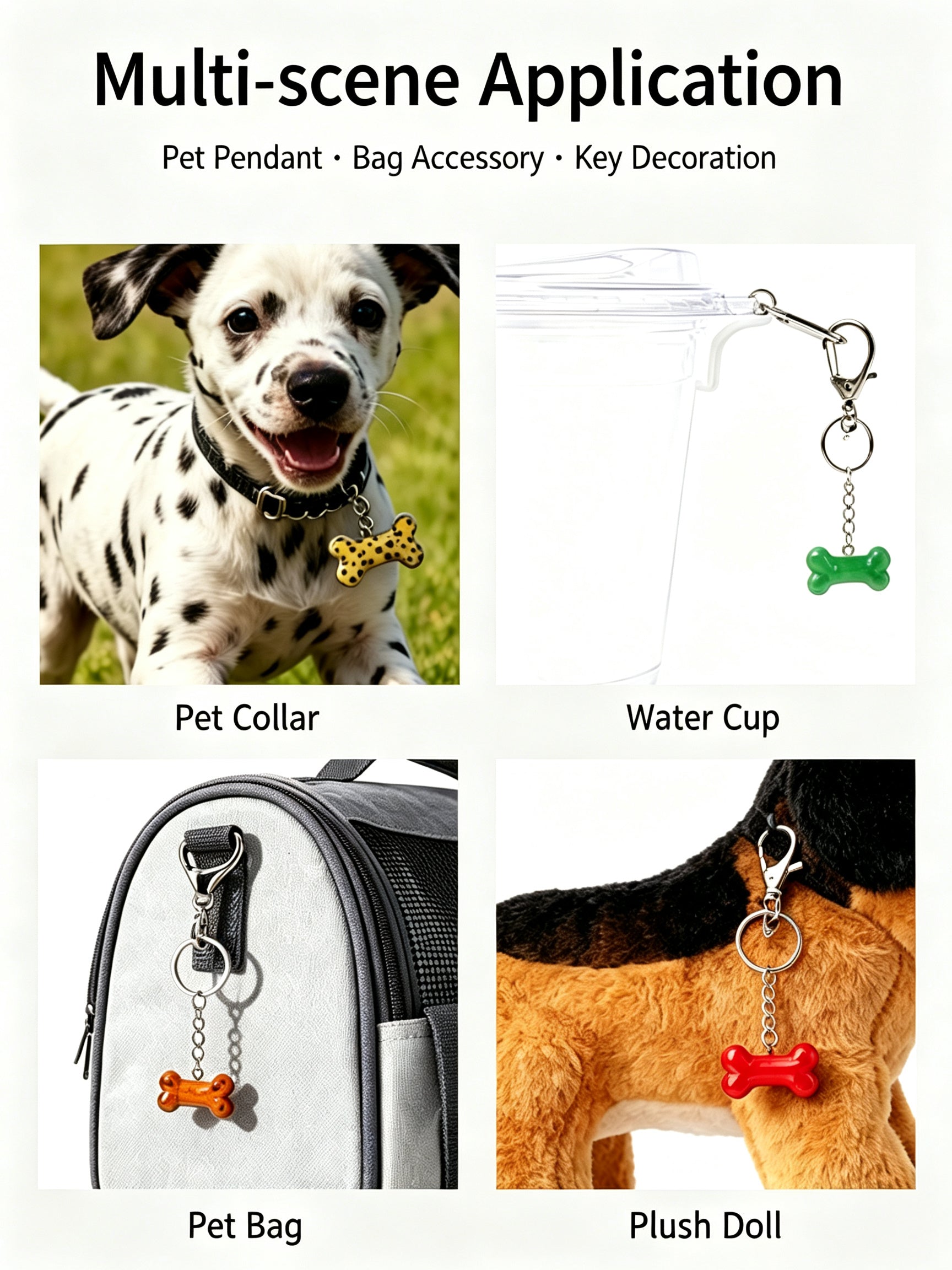 RYS Natural Crystal Bone Pet Keychain / Bag Charm