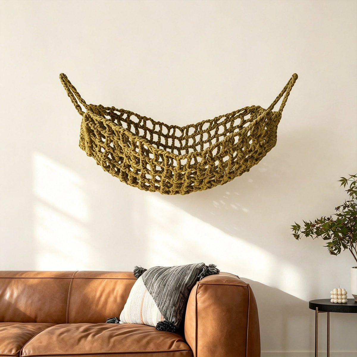 JXG Handwoven Cotton Storage Net Bag Wall Hanging Fruit Vegetable Organizer Ins Style Home Decor