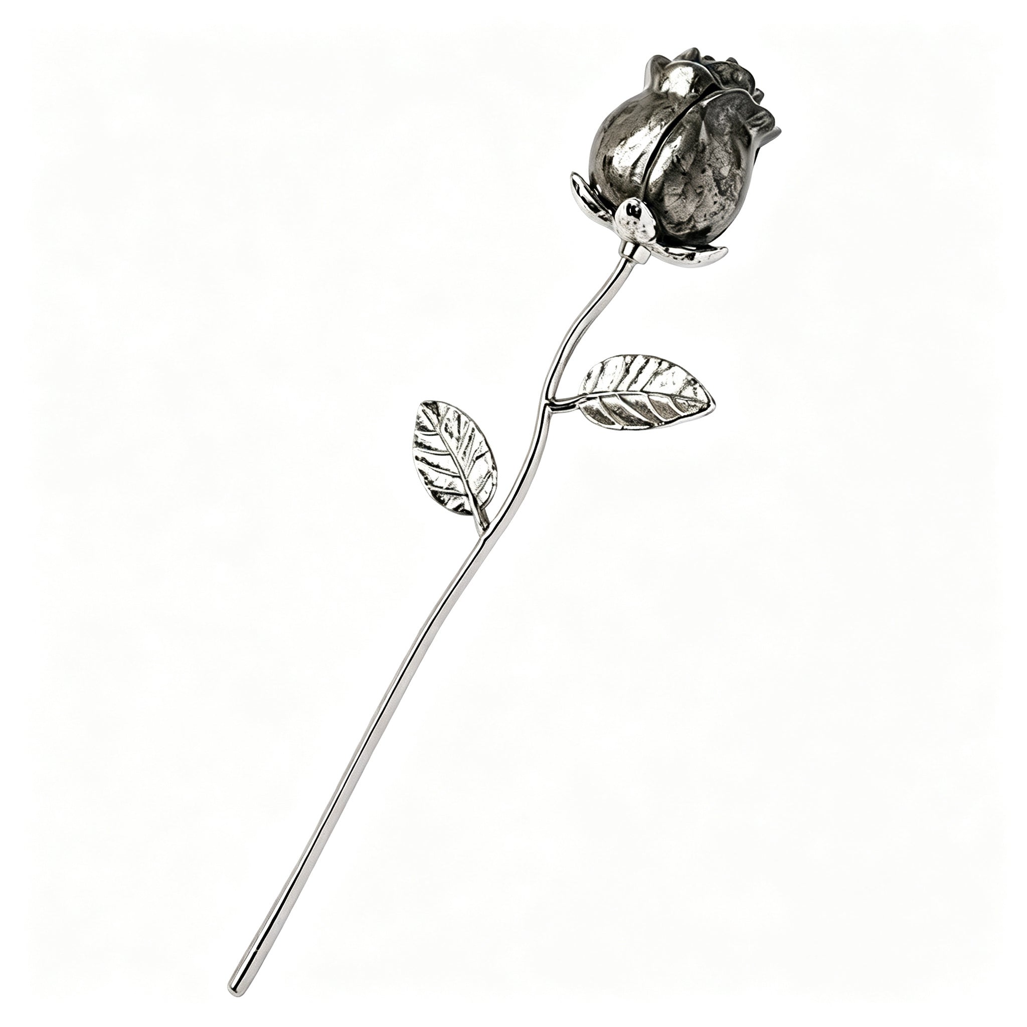 RYS Natural Crystal Rose Flower Figurine | Hand-Carved Gemstone Rose with Gold/Silver Metal Stem - Valentine's & Wedding Favor Gift