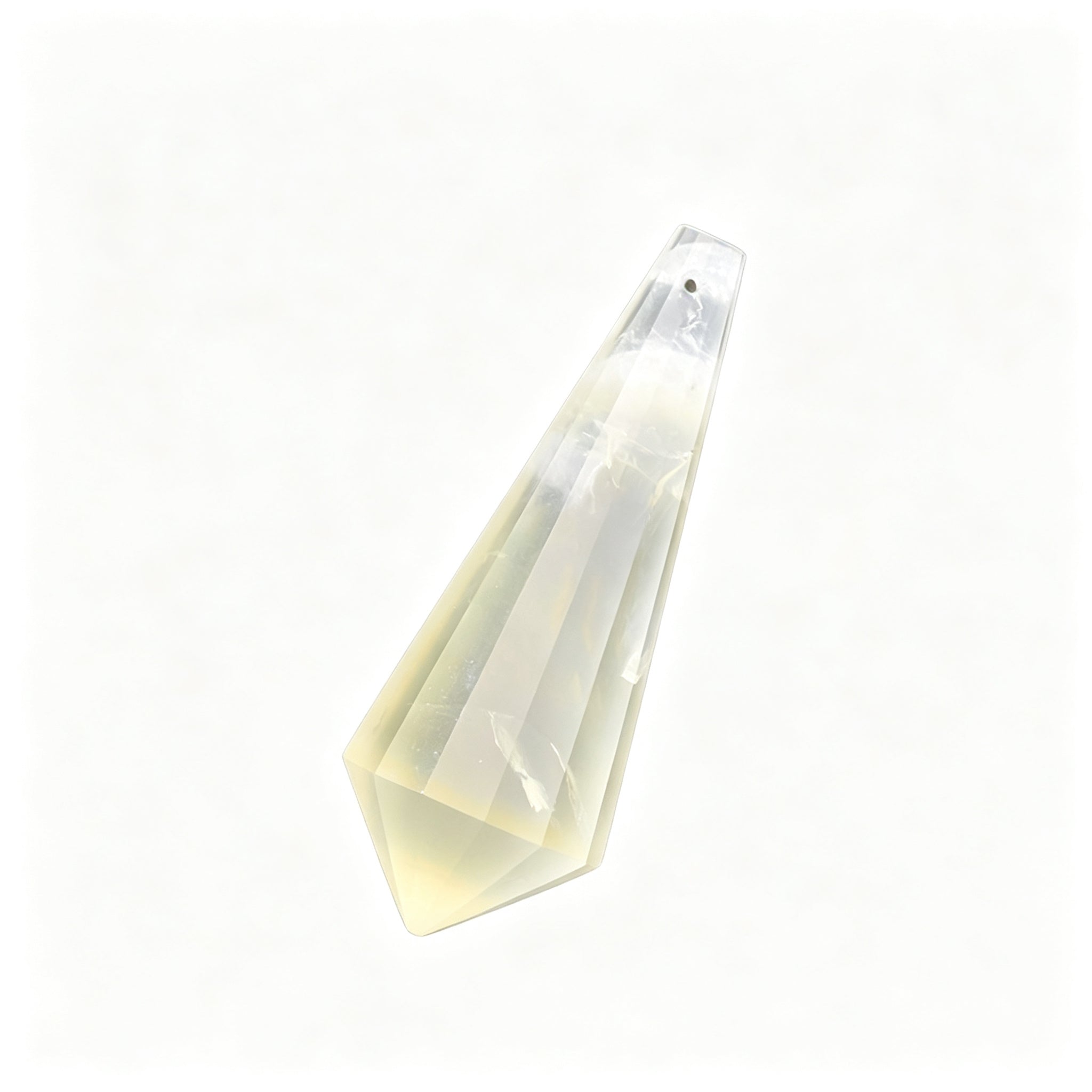 RYS 12 Facet Natural Crystal Pendulum Pendant, Raw Stone Dowsing Pendulum for Meditation Divination, Healing Crystal Jewelry
