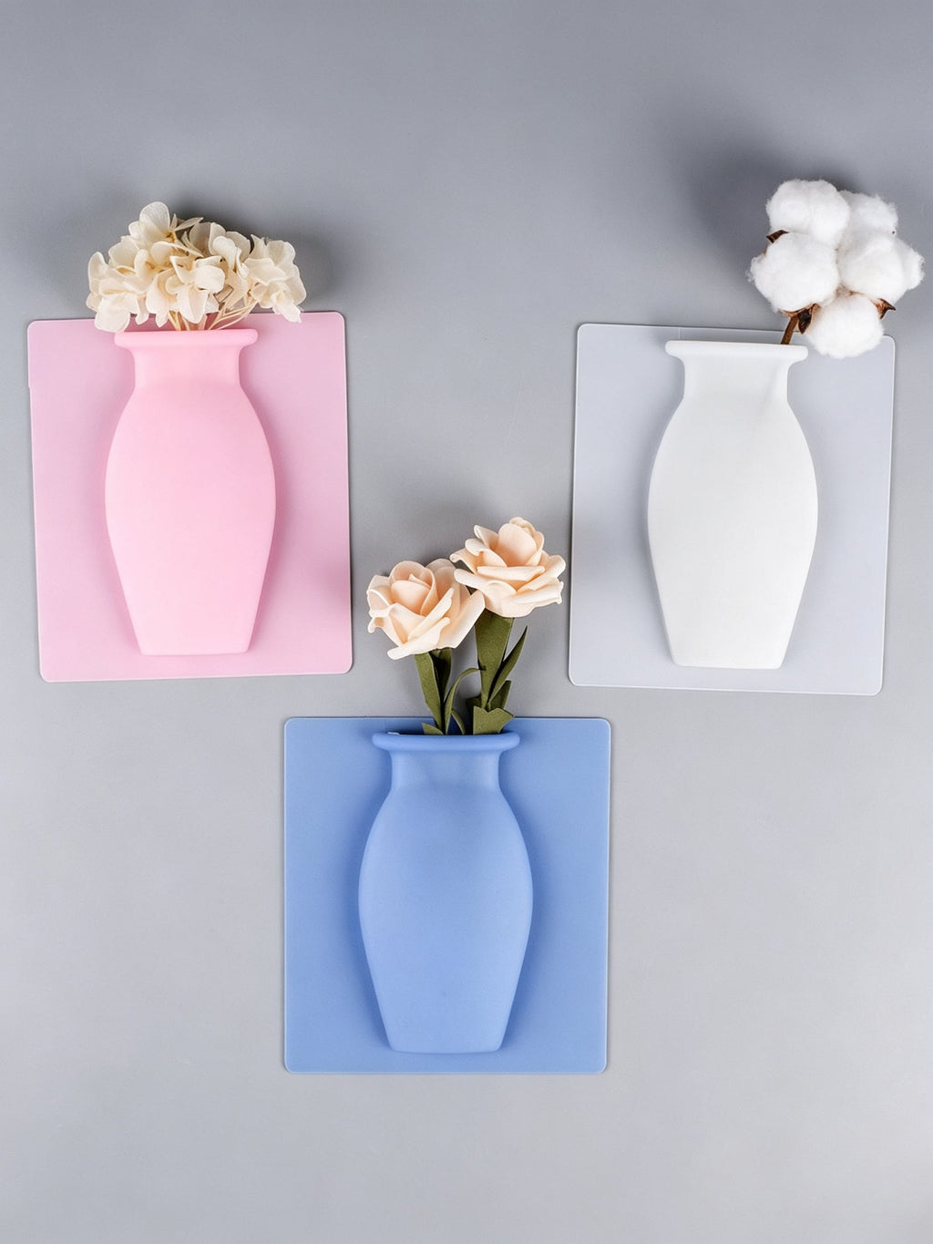 WEY Wiederverwendbare Silikon-Wandvase (2er-Pack) – ohne Bohren, wasserdicht, selbstklebender Blumentopf für Heim- und Badezimmerdekoration