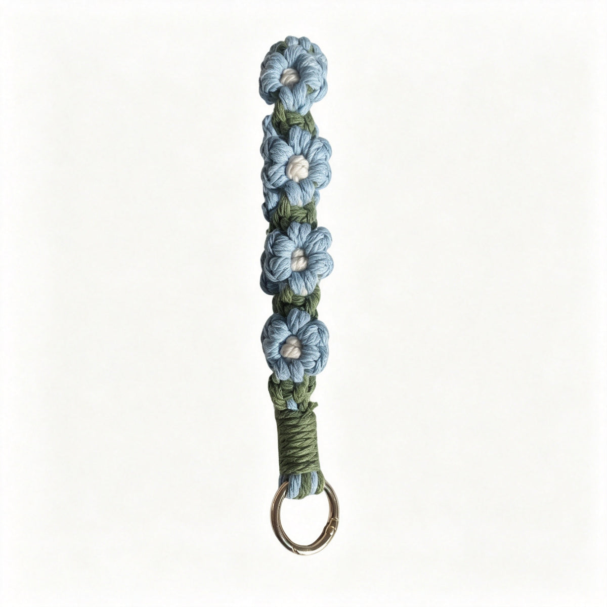 JXG Handwoven Daisy Macrame Keychain Wristlet Boho Cotton Flower Key Ring Bag Charm