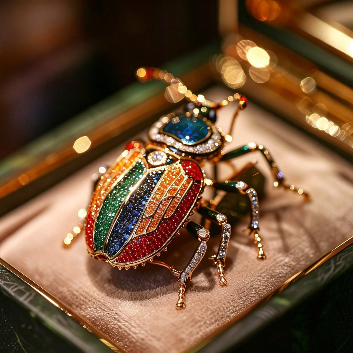 QZY Original Design Beetle Brooch Copper Hand Painted Enamel Dual‑use Lapel Pin