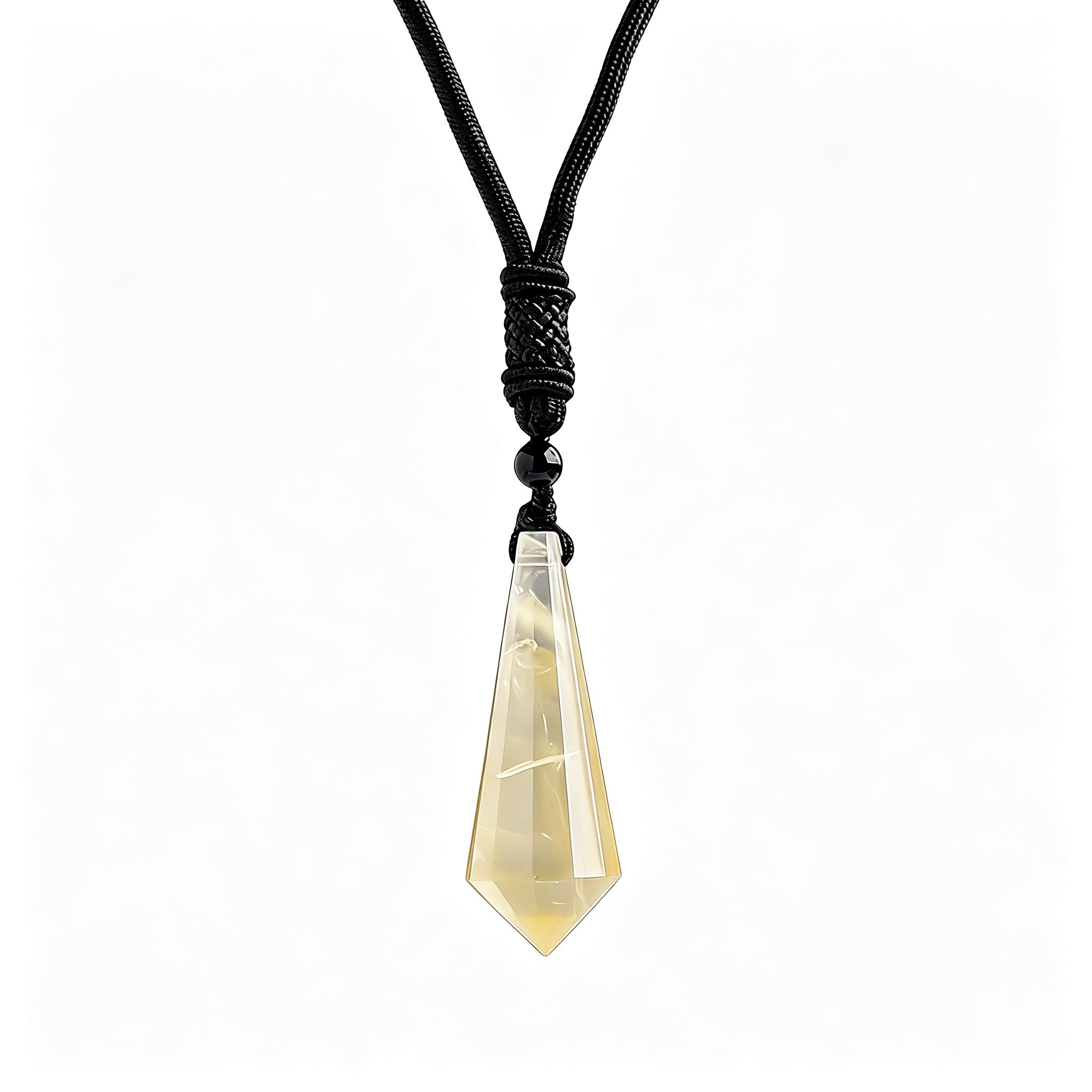 RYS 12 Facet Natural Crystal Pendulum Pendant, Raw Stone Dowsing Pendulum for Meditation Divination, Healing Crystal Jewelry