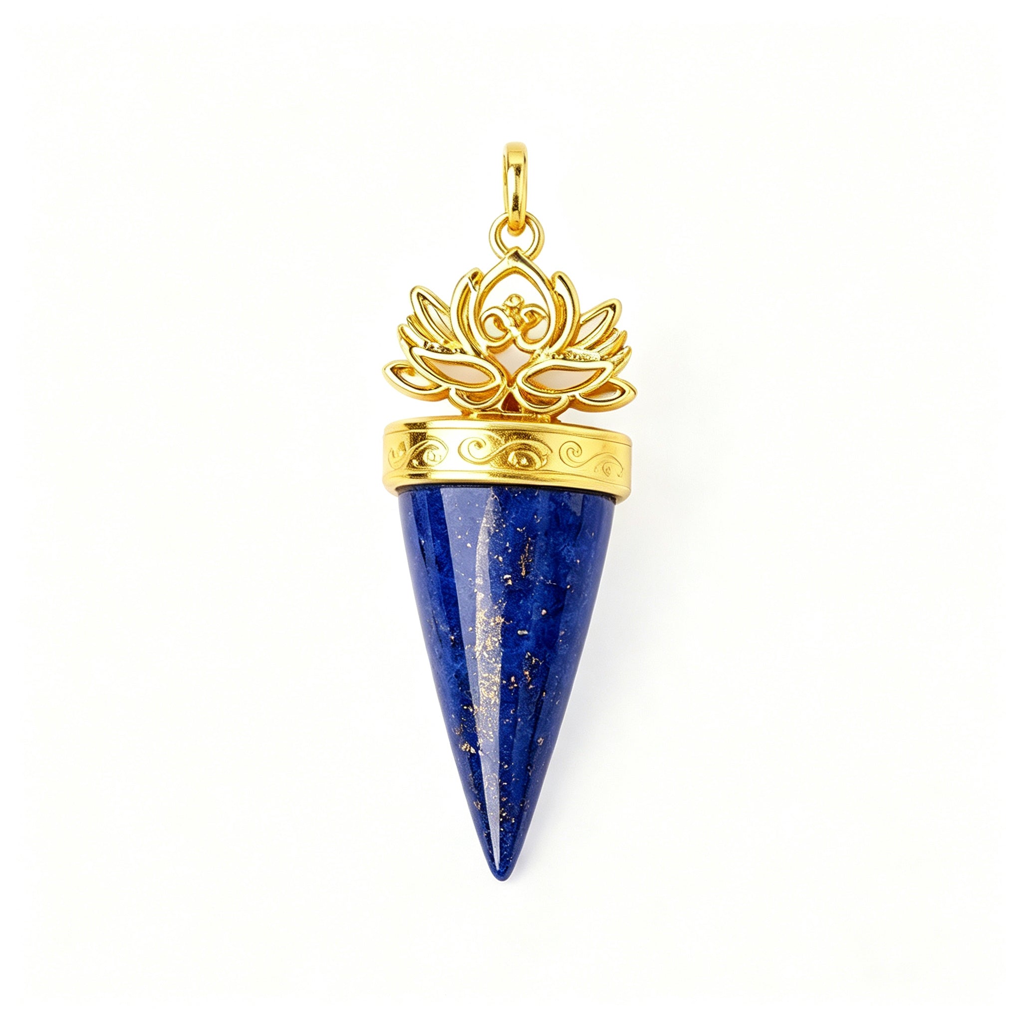 RYS Natural Crystal Golden Cone Pendulum Pendant with Chain