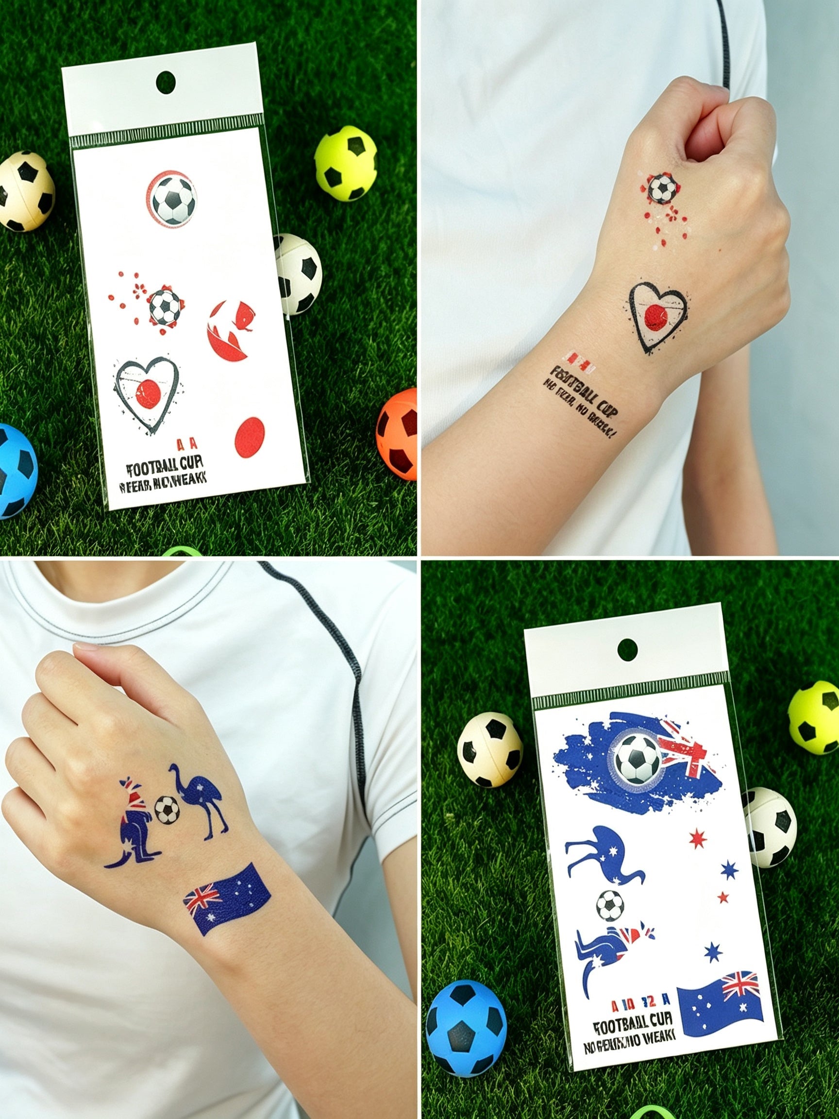 RCT 2026 World Cup Waterproof Flag Temporary Tattoos – 5 Pack | Safe Soy Ink, RoHS CE CPC UKCA Certified
