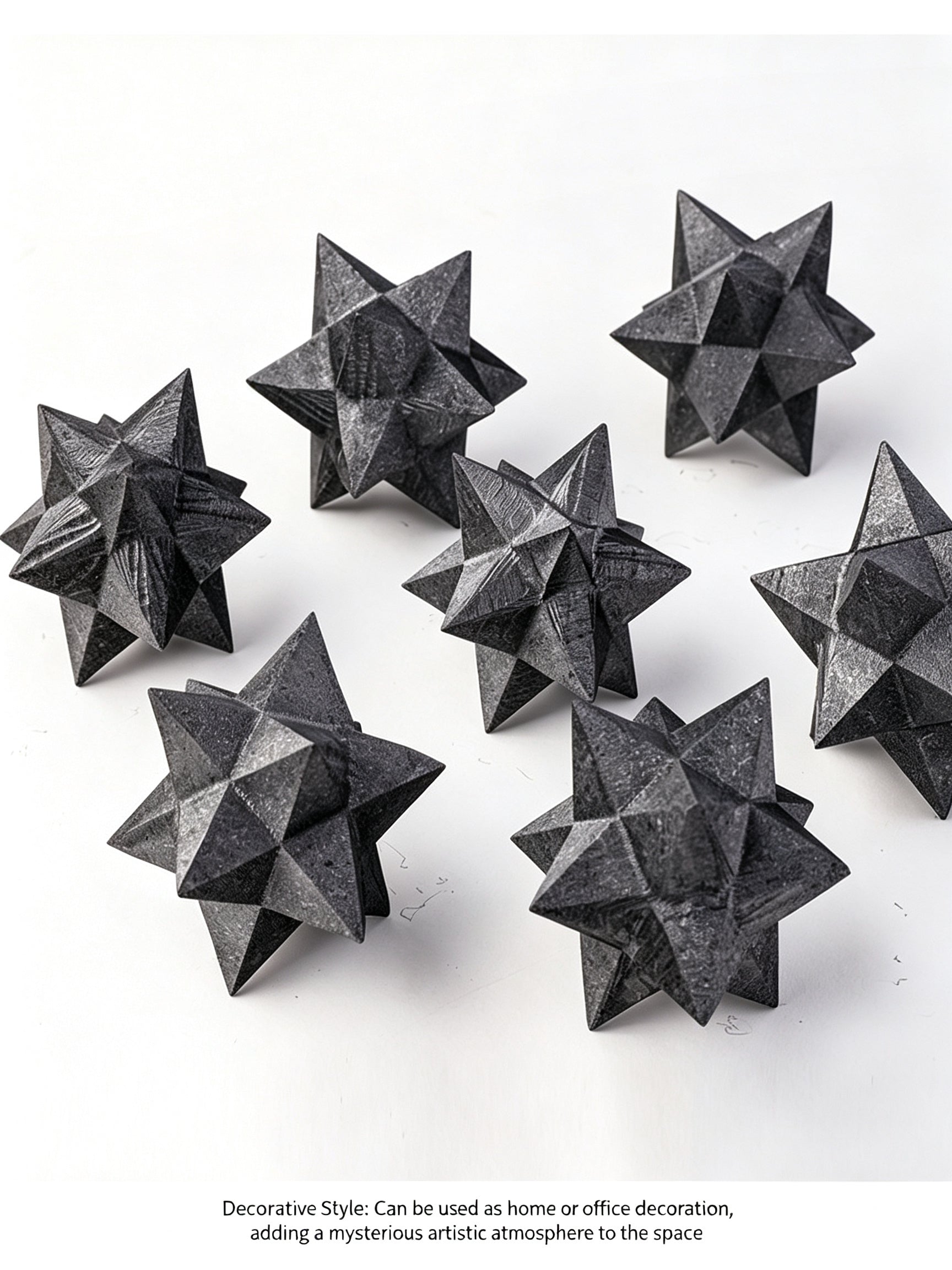 RYS  Natural Russian Shungite Merkaba Star Ornament | Polished Crystal Energy Sculpture (4-5cm)