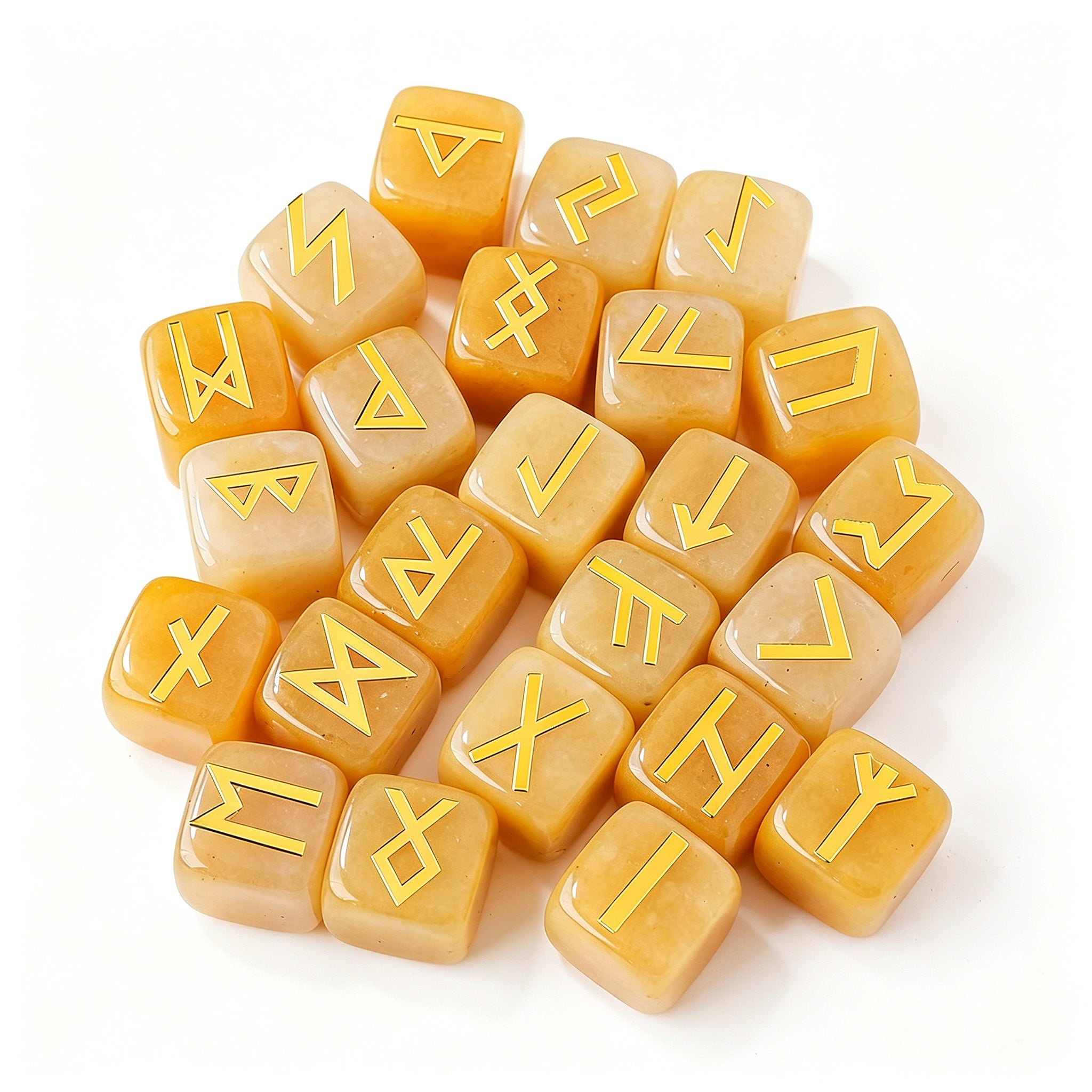 RYS 25pcs Crystal Rune Stones Set, Obsidian Divination Kit with Gift Box (24 Runes + 1 Blank Stone)
