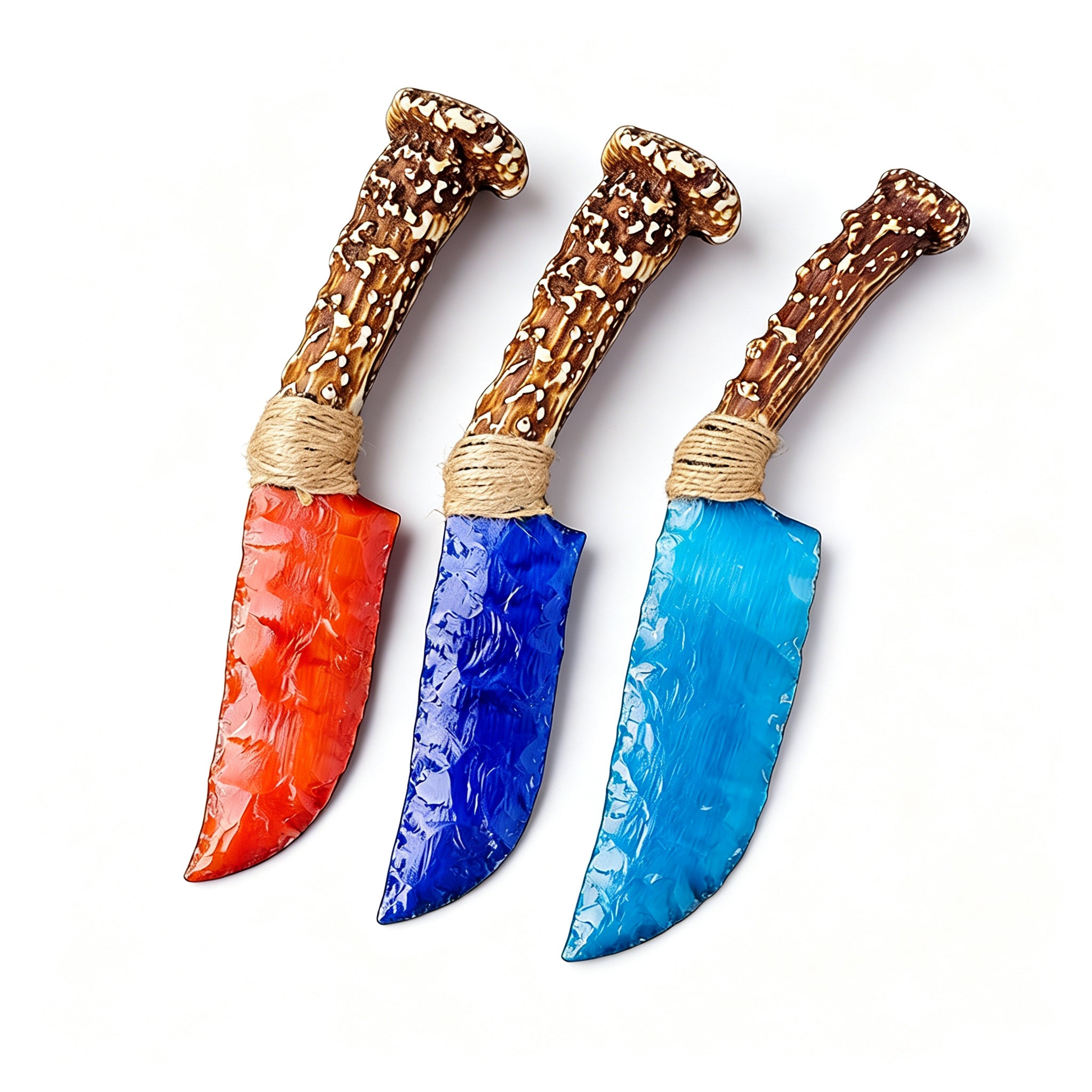 RYS Natural Obsidian Crystal Dagger, Hand Carved Stone Blade with Wooden Handle, Random Style for Altar & Decoration