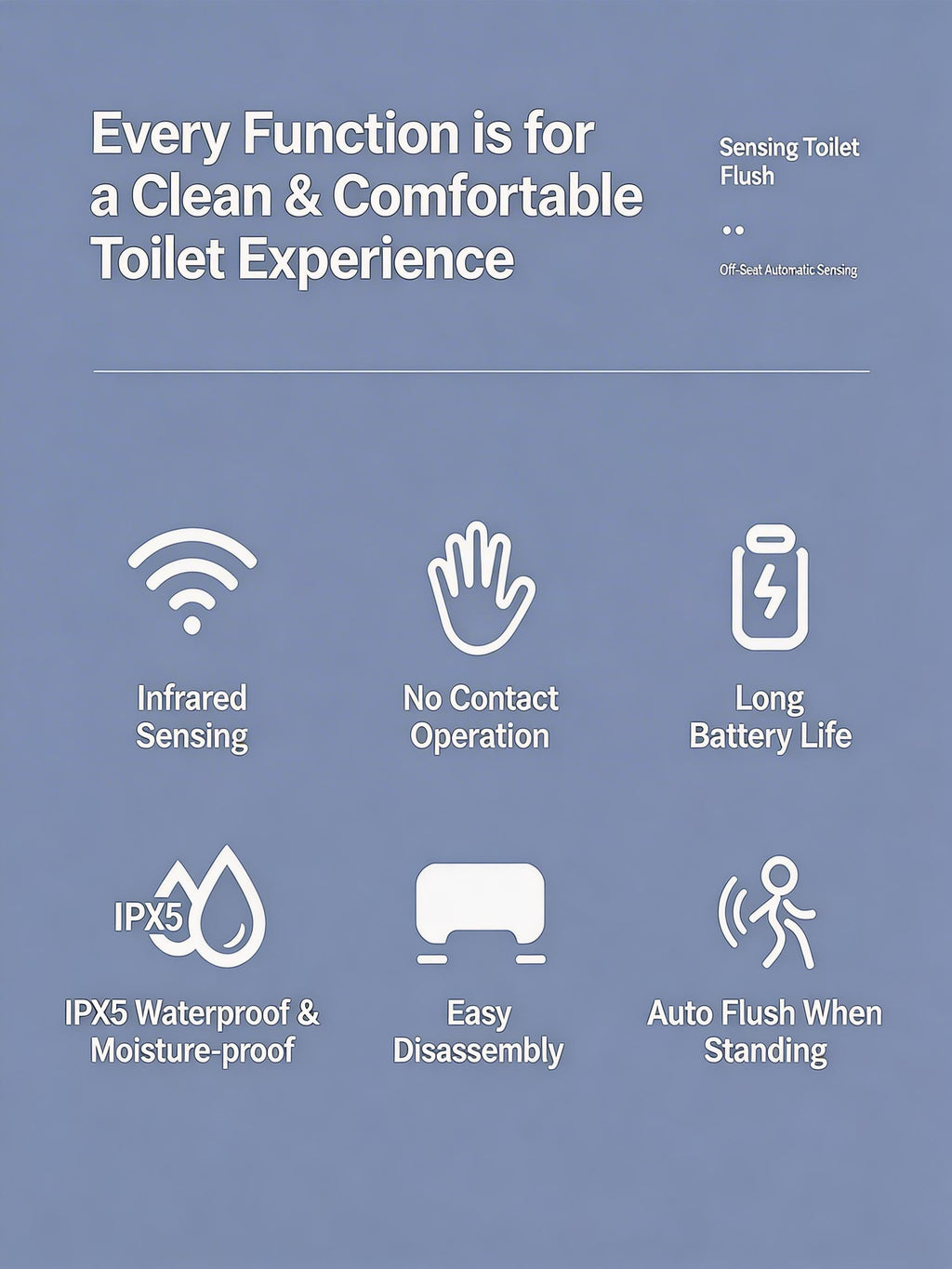 EST Rechargeable Infrared Motion Sensor Toilet Flush Kit | Automatic Hands-Free Toilet Flusher