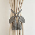 JXG Handwoven Macrame Leaf Curtain Tiebacks 2 Pack Cotton Rope Drapery Holdbacks