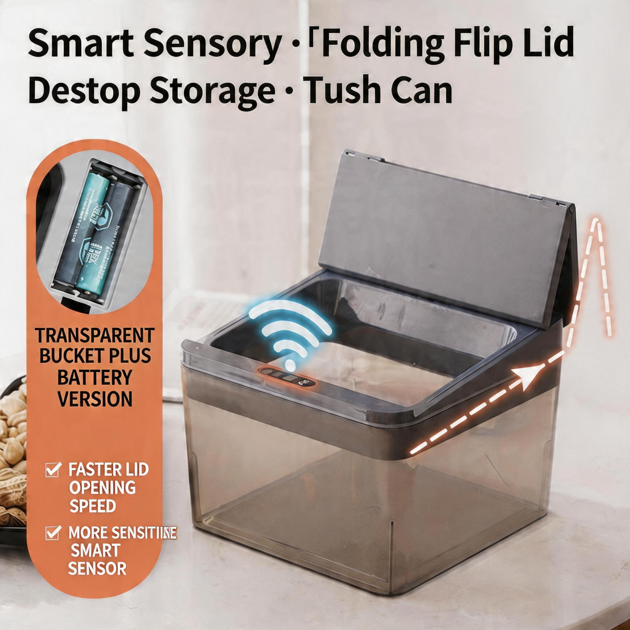 EST Smart Sensor Desktop Storage Box, Automatic Open Multi-Grid Organizer