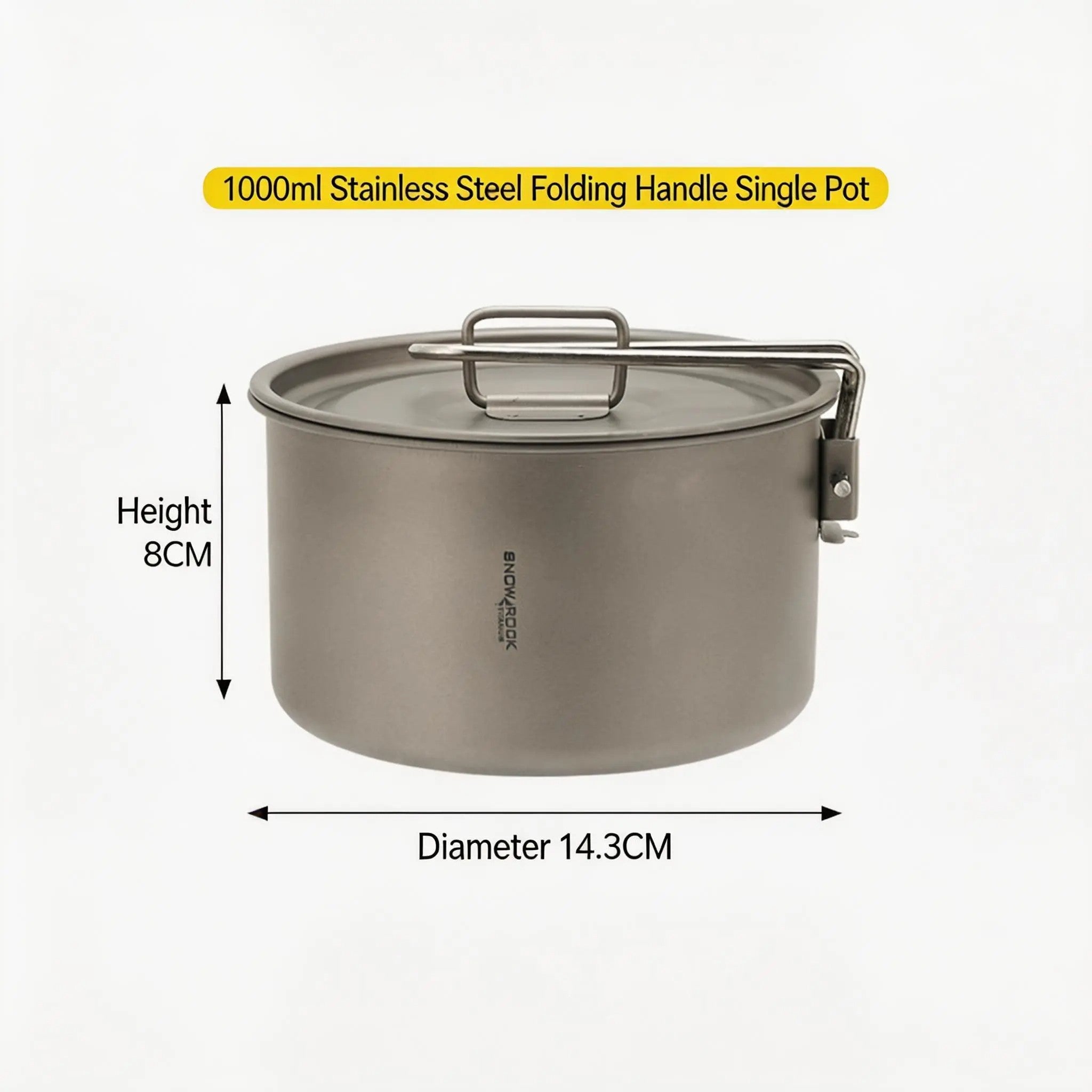 SNR Ultralight Titanium Camping Pot with Folding Handle | Portable Outdoor Cookware for 1-2 People