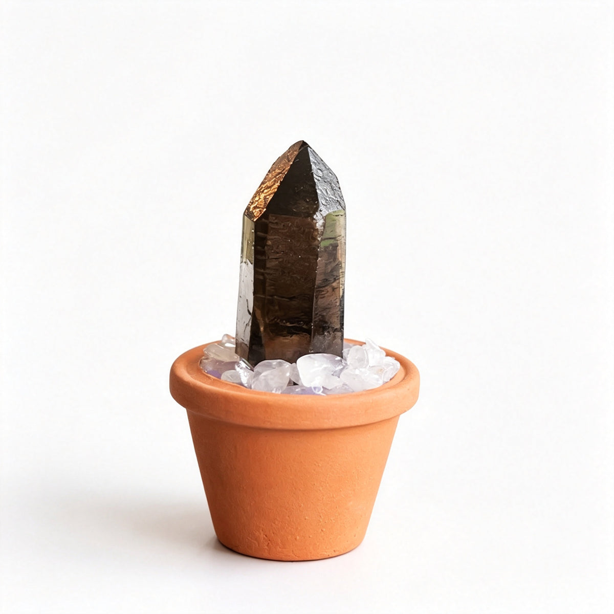 RYS Natural Crystal Raw Ore Ceramic Pot Bonsai, Gemstone DIY Potted Ornament, Home Desktop & Car Decor