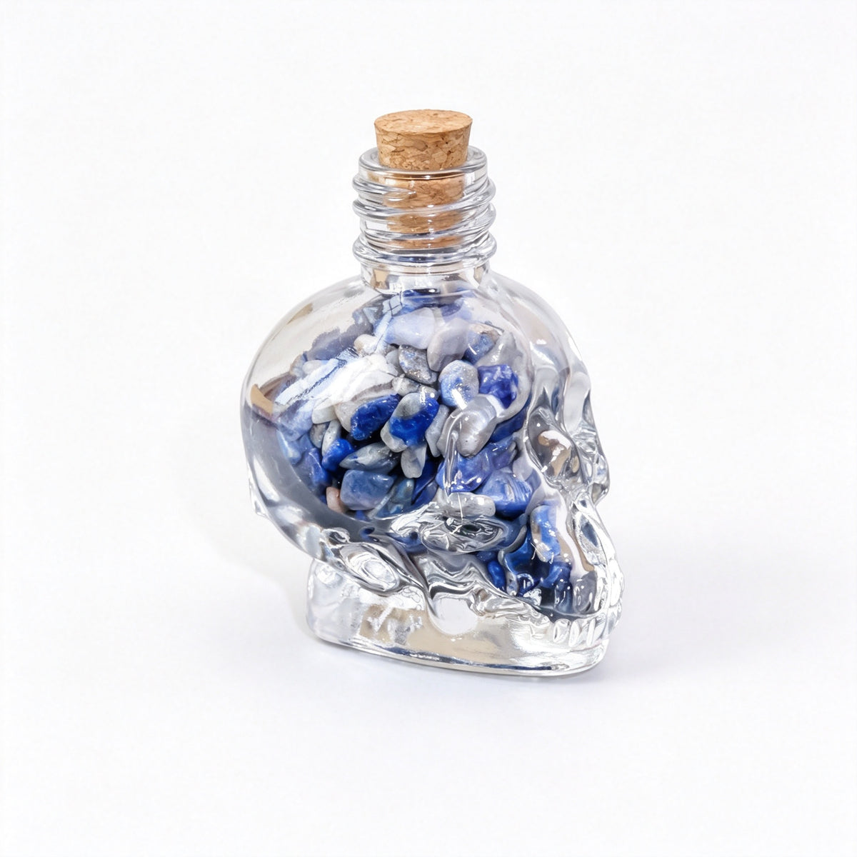 RYS Natural Crystal Chips Wish Bottle Cat Skull Shaped Glass Cork Bottle Halloween Home Decor Gift