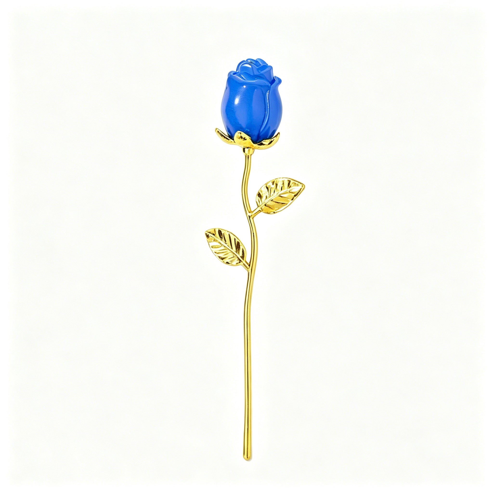 RYS Natural Crystal Rose Flower Figurine | Hand-Carved Gemstone Rose with Gold/Silver Metal Stem - Valentine's & Wedding Favor Gift