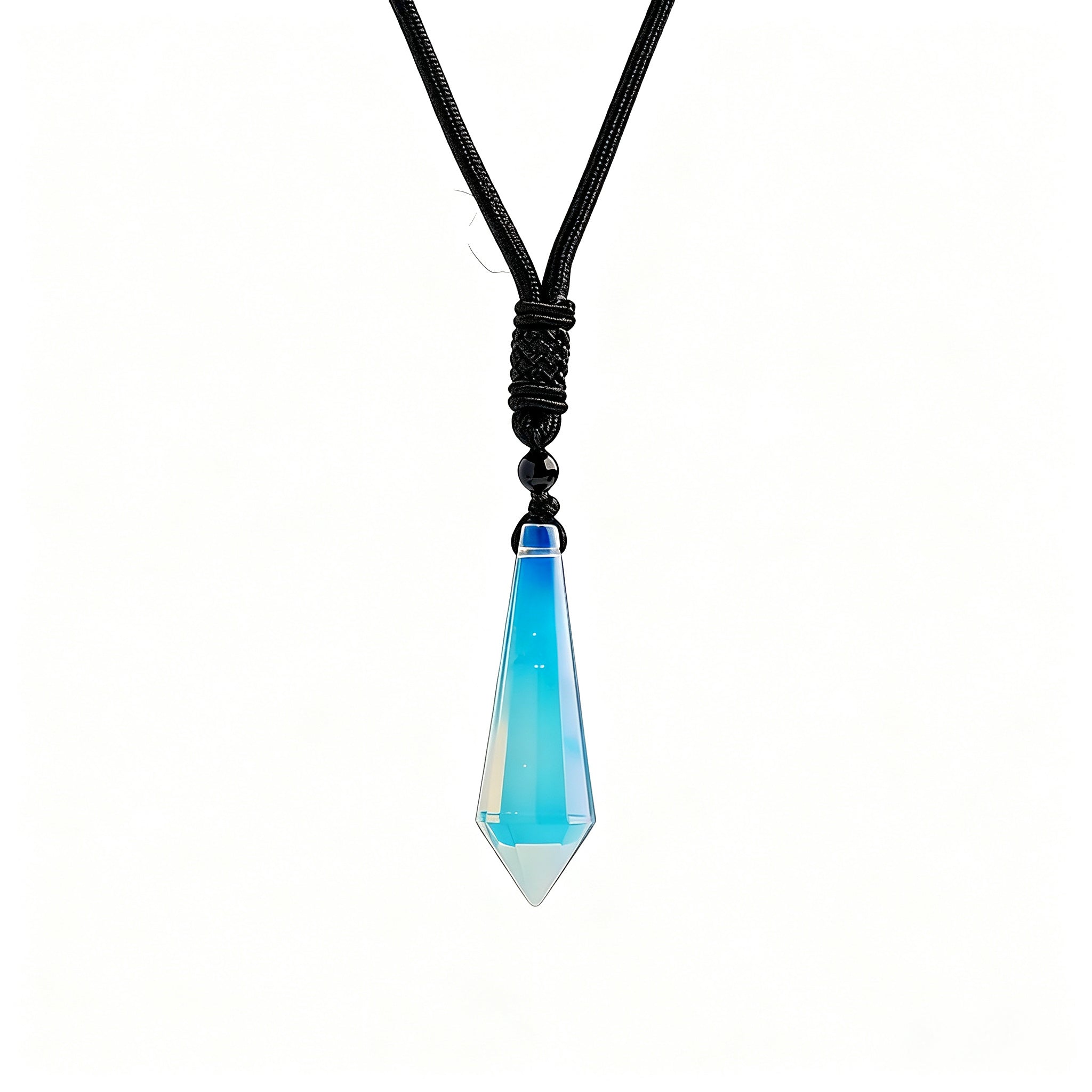 RYS 12 Facet Natural Crystal Pendulum Pendant, Raw Stone Dowsing Pendulum for Meditation Divination, Healing Crystal Jewelry