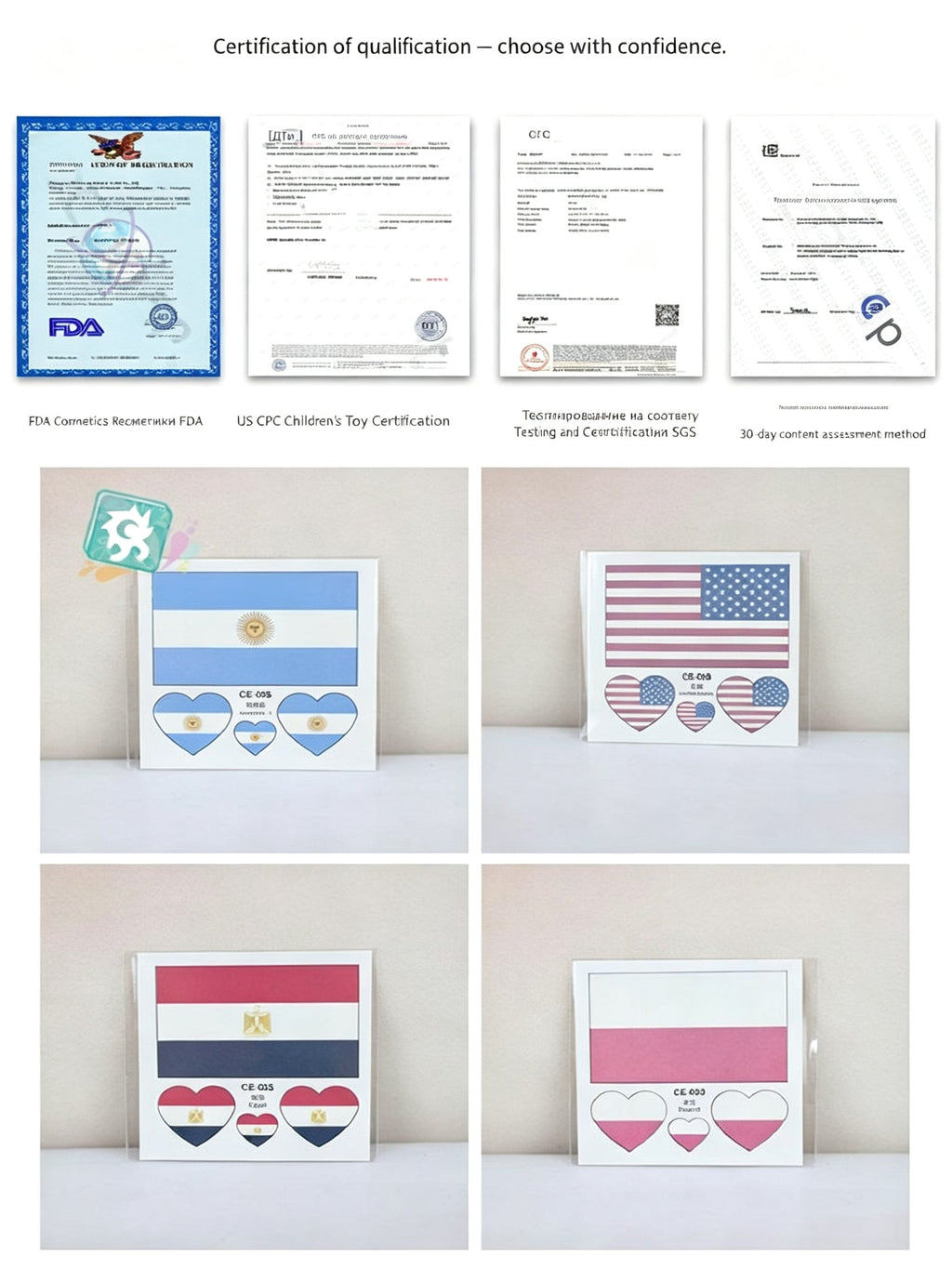 RCT Country Flag Waterproof Temporary Tattoos | Heart-Shaped Face Stickers for Sports & Fan Events