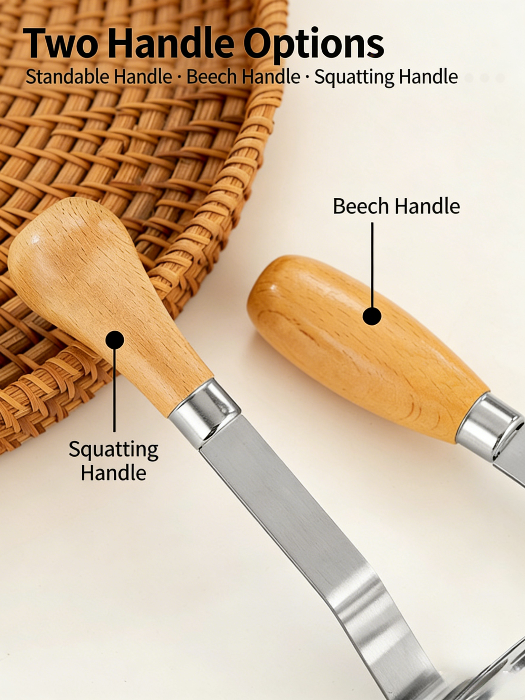 HGD 304 Stainless Steel Kitchen Tool with Beech Wood Handle | Mini Potato Masher & Fruit Fork Butter Knife Set