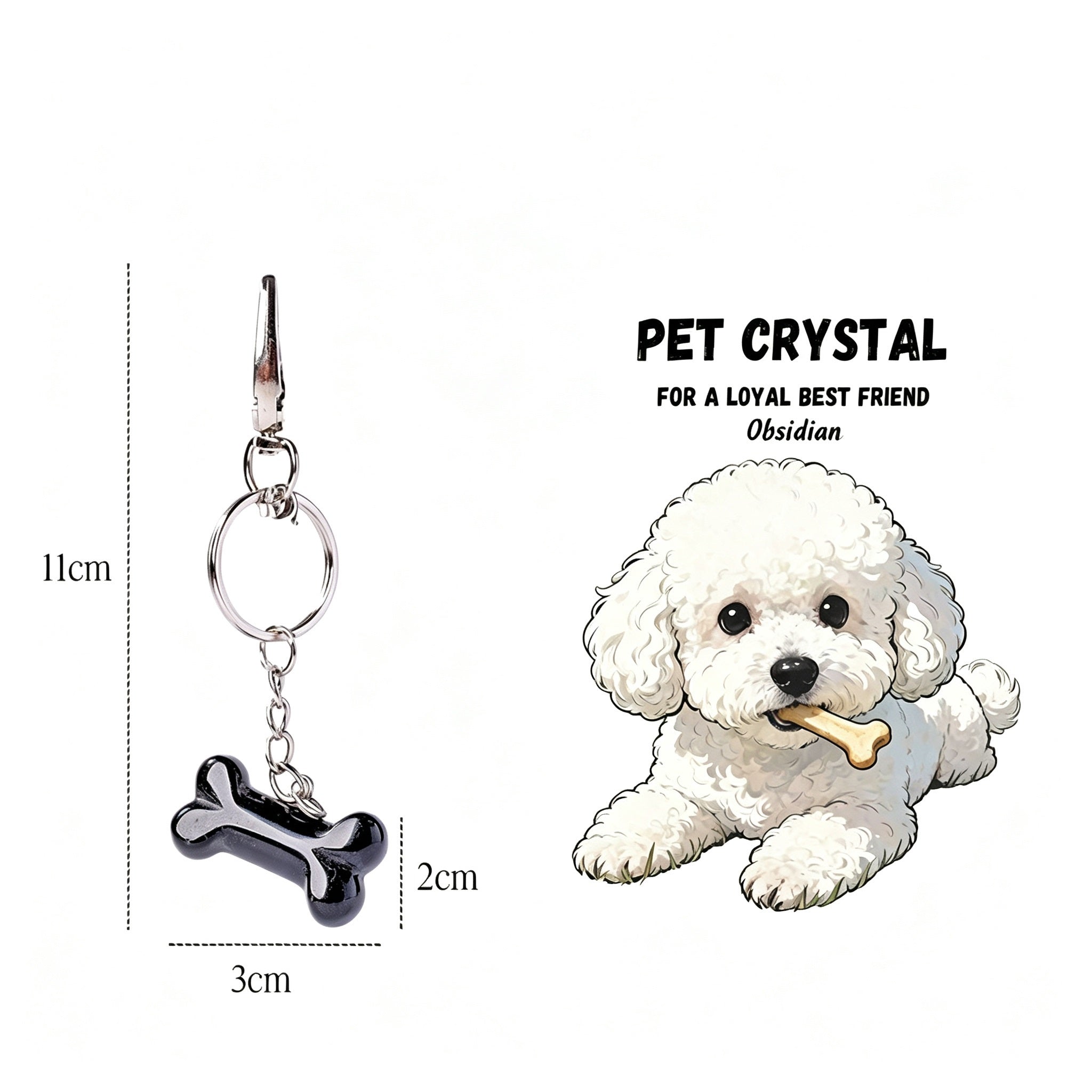 RYS Natural Crystal Bone Pet Keychain / Bag Charm