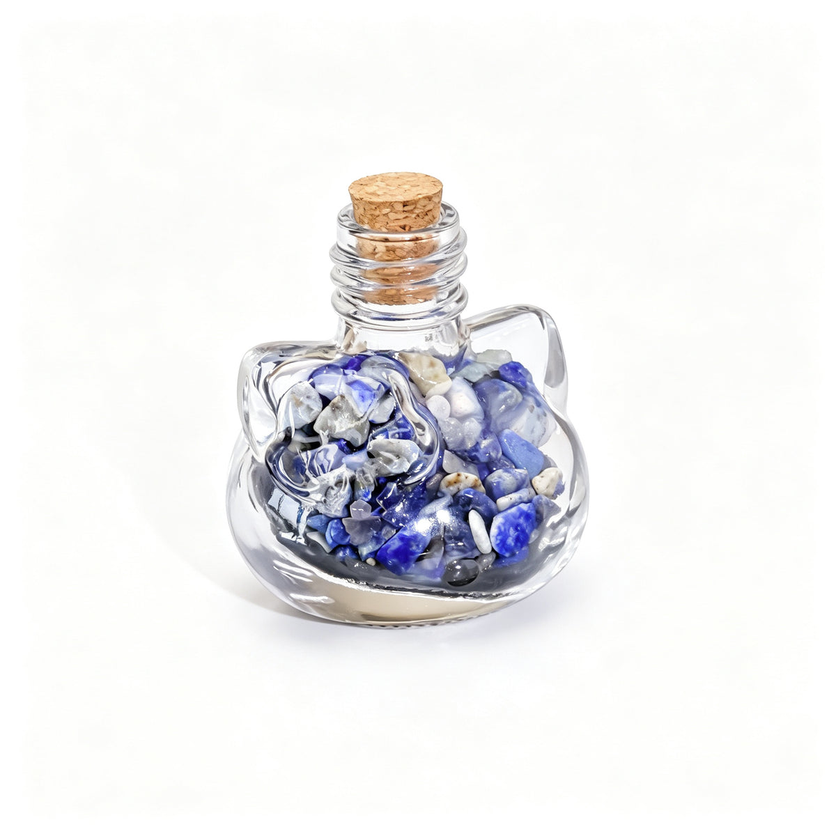 RYS Natural Crystal Chips Wish Bottle Cat Skull Shaped Glass Cork Bottle Halloween Home Decor Gift