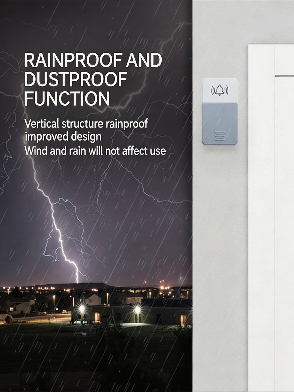 EST Self-Powered Wireless Doorbell with Night Light, Waterproof No Battery Door Bell Chime Kit, Long Range Strong Signal for Home & Office