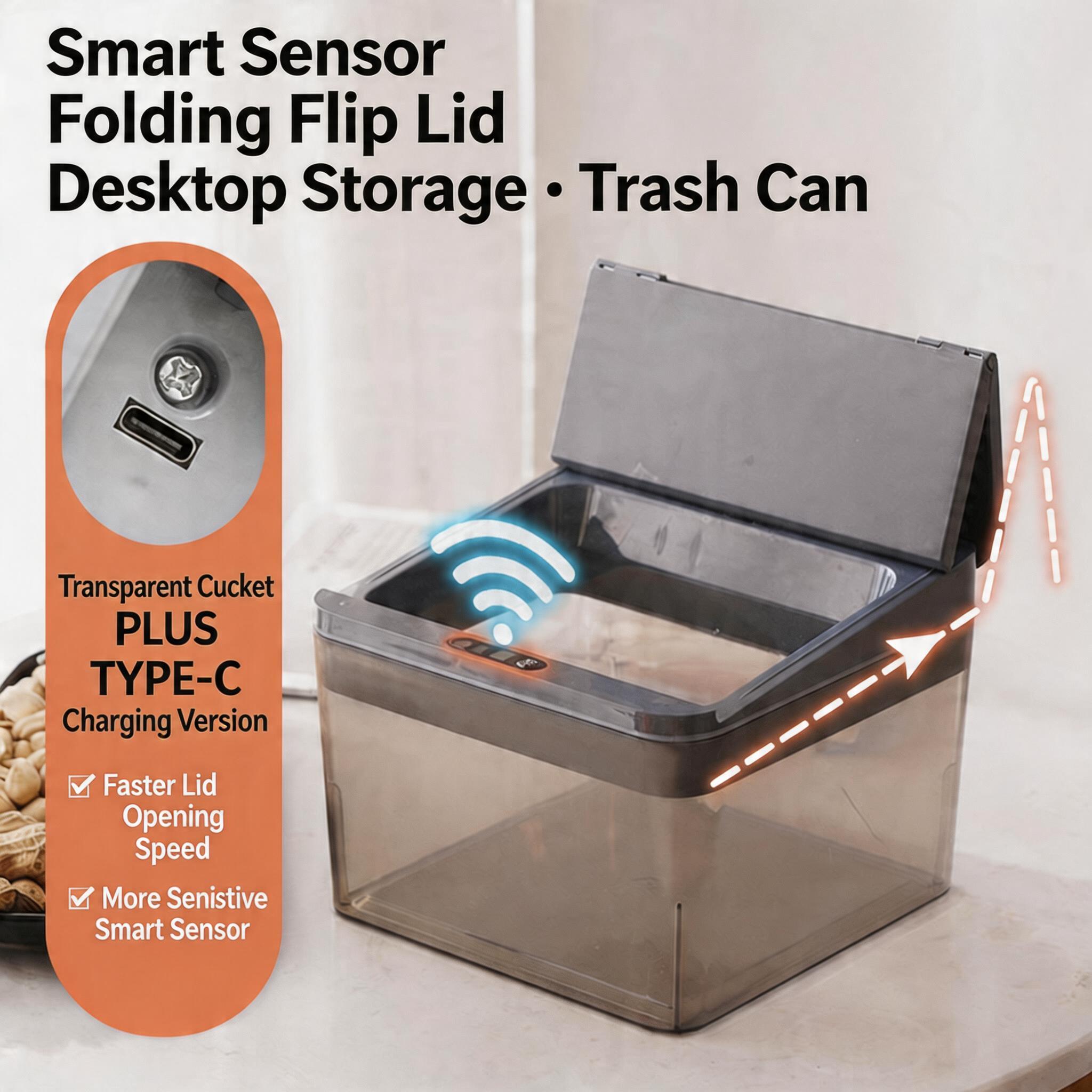 EST Smart Sensor Desktop Storage Box, Automatic Open Multi-Grid Organizer