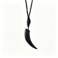 RYS Natural Obsidian Wolf Tooth Pendant Necklace for Men, Minimalist Daily Wear Jewelry Gift