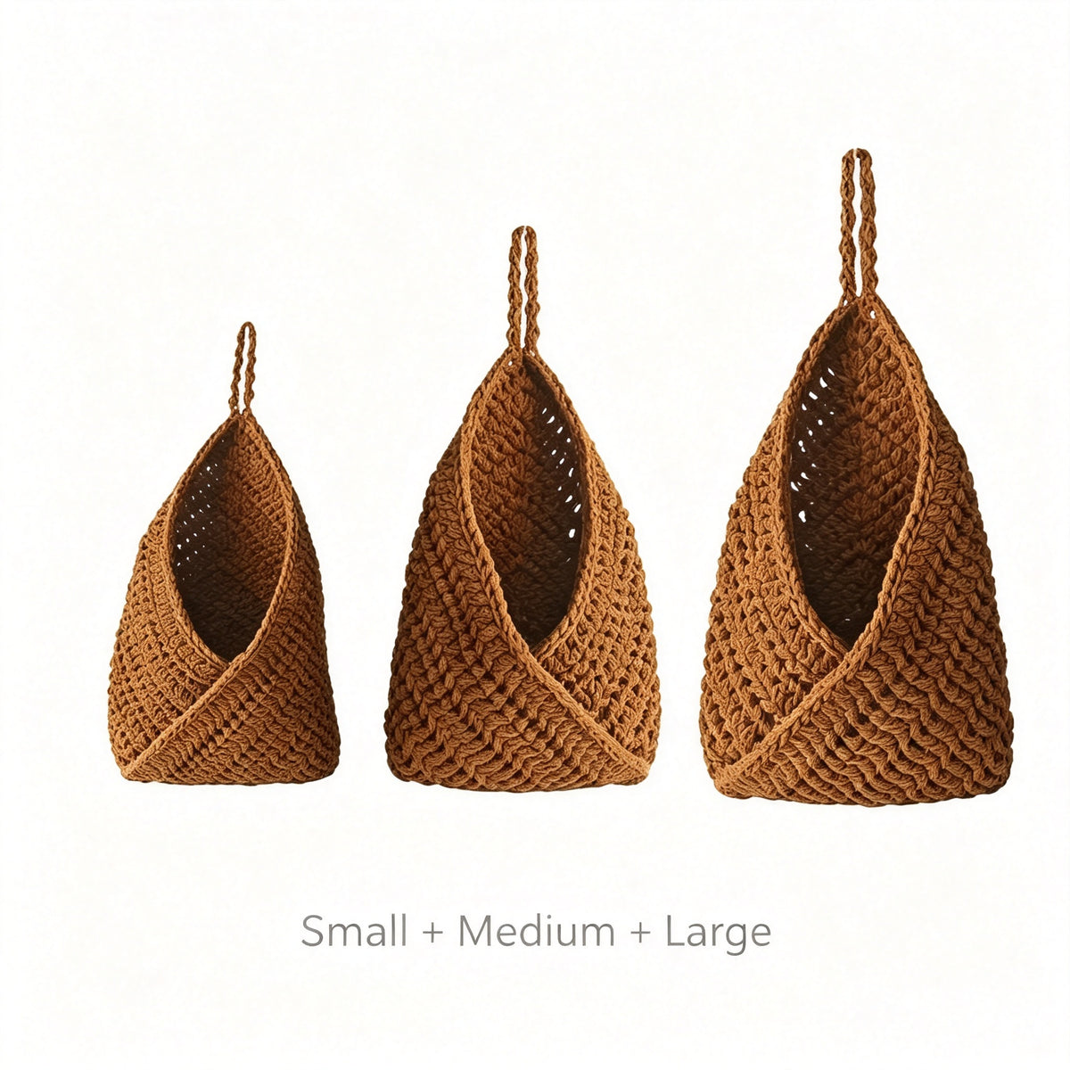 JXG Hand Crochet Cotton Wall Hanging Storage Basket Kitchen Fruit Vegetable Organizer Home Decor