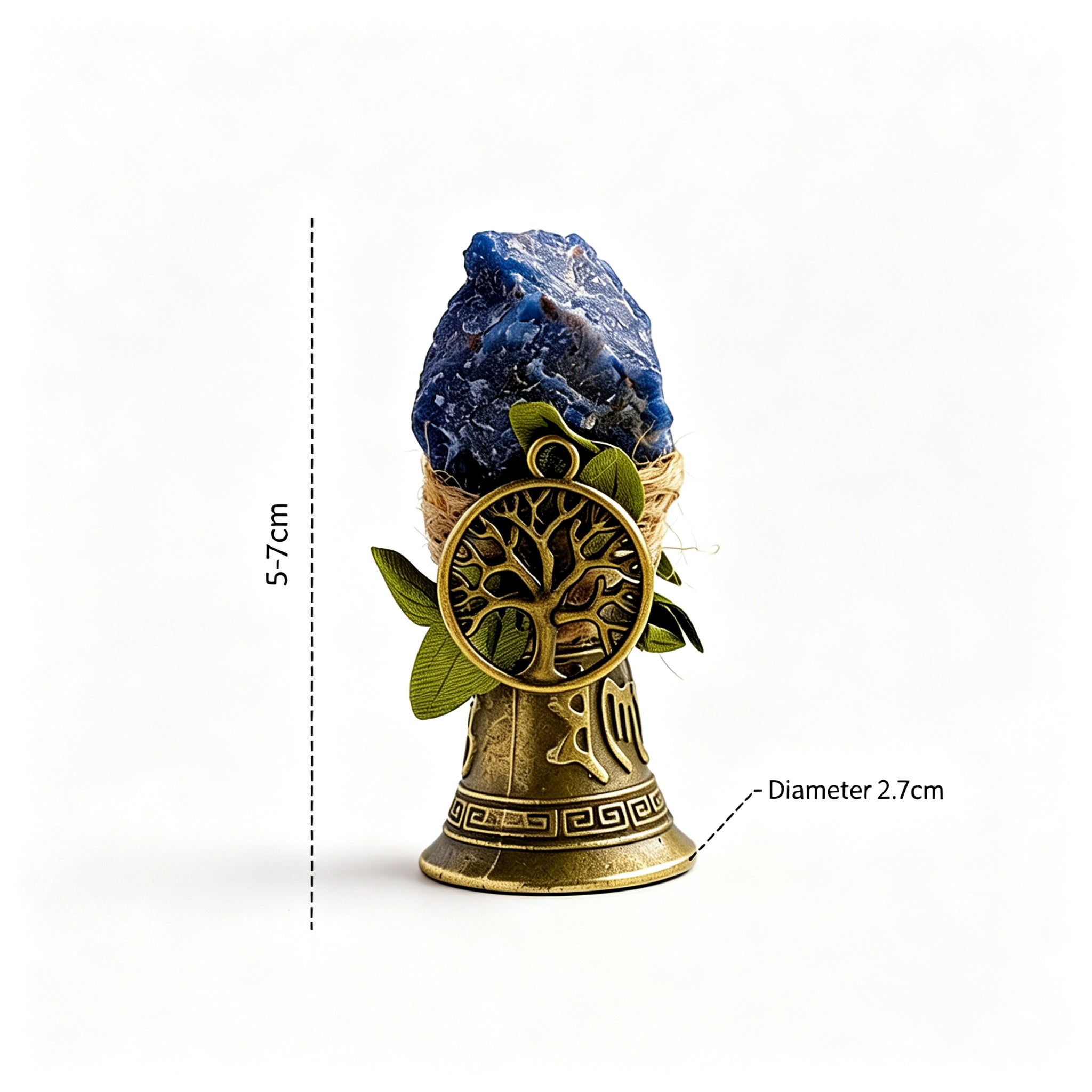 RYS Crystal Point Hand Bell with Tree of Life Charm - Natural Gemstone Decorative Ornament for Home & Spiritual Gifts