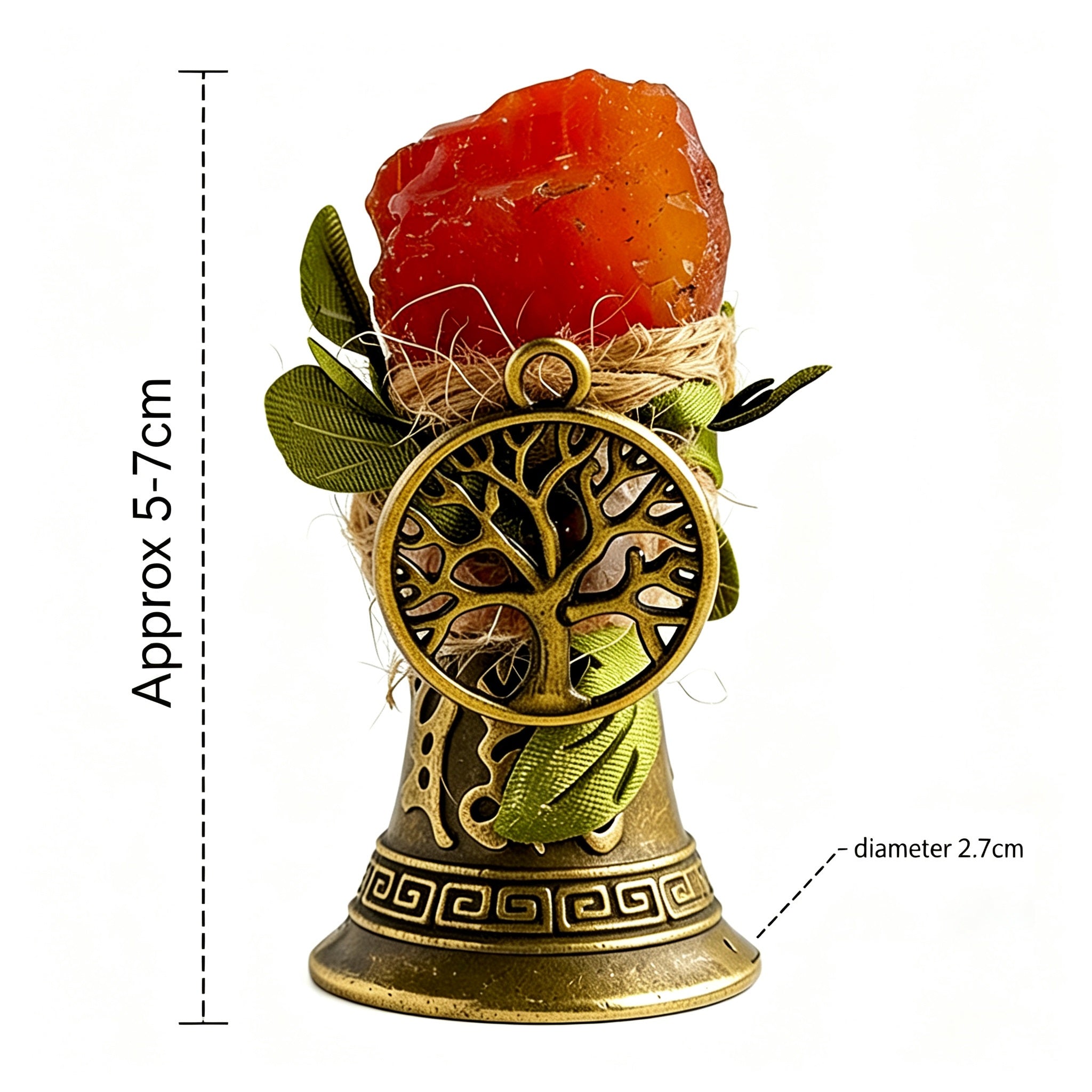 RYS Crystal Point Hand Bell with Tree of Life Charm - Natural Gemstone Decorative Ornament for Home & Spiritual Gifts