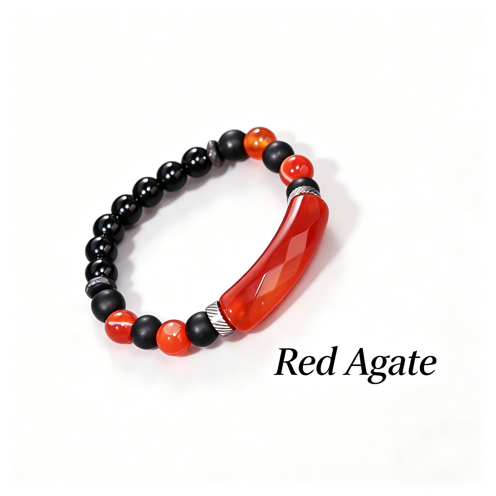 RYS Natural Crystal Beaded Bracelet - Handmade Agate & Tiger Eye Wristband