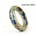 JCJ Vintage Beijing Hollow Cloisonne Bangle, Intricate Handmade Filigree Enamel Collectible Bracelet for Premium Gifting