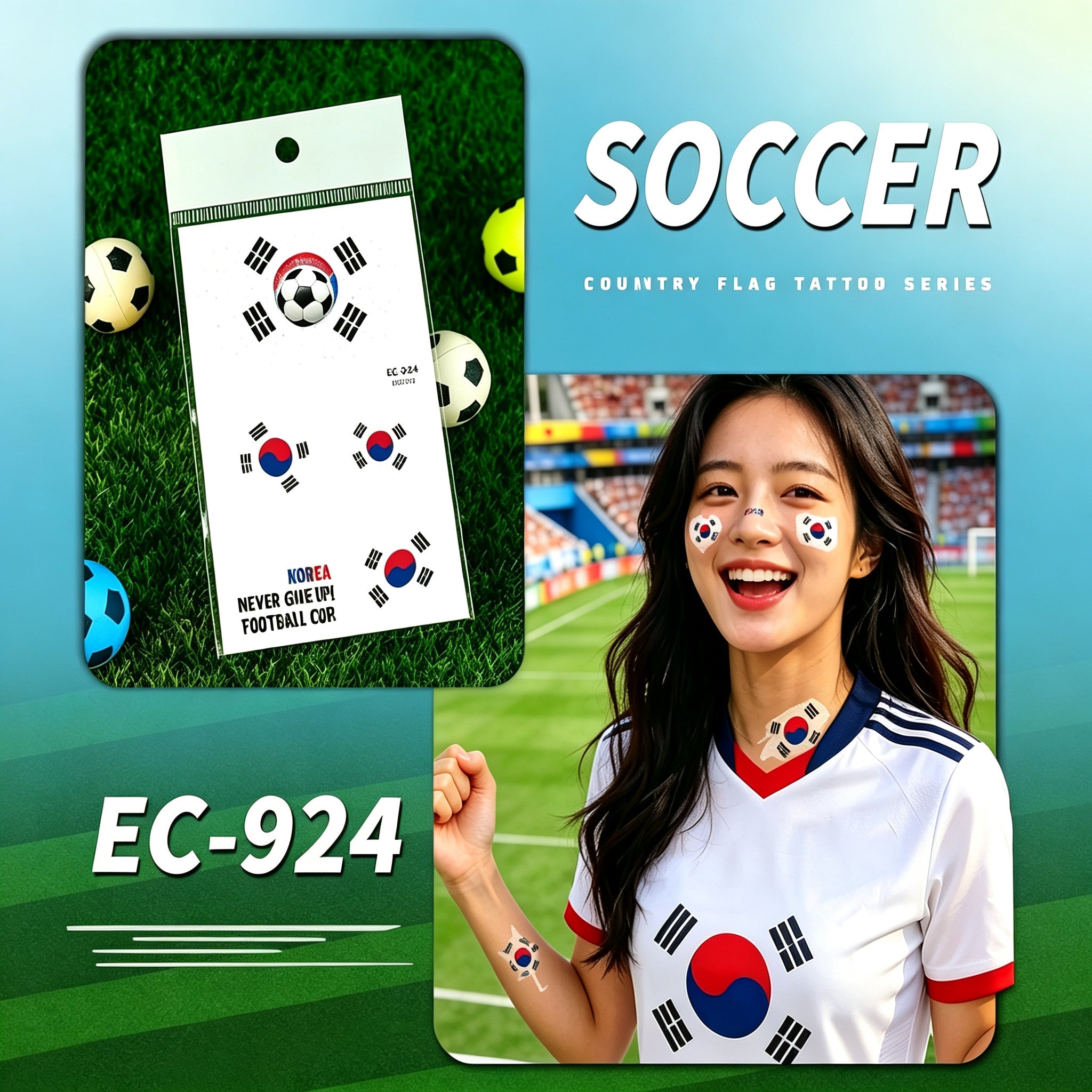 RCT 2026 World Cup Waterproof Flag Temporary Tattoos – 5 Pack | Safe Soy Ink, RoHS CE CPC UKCA Certified